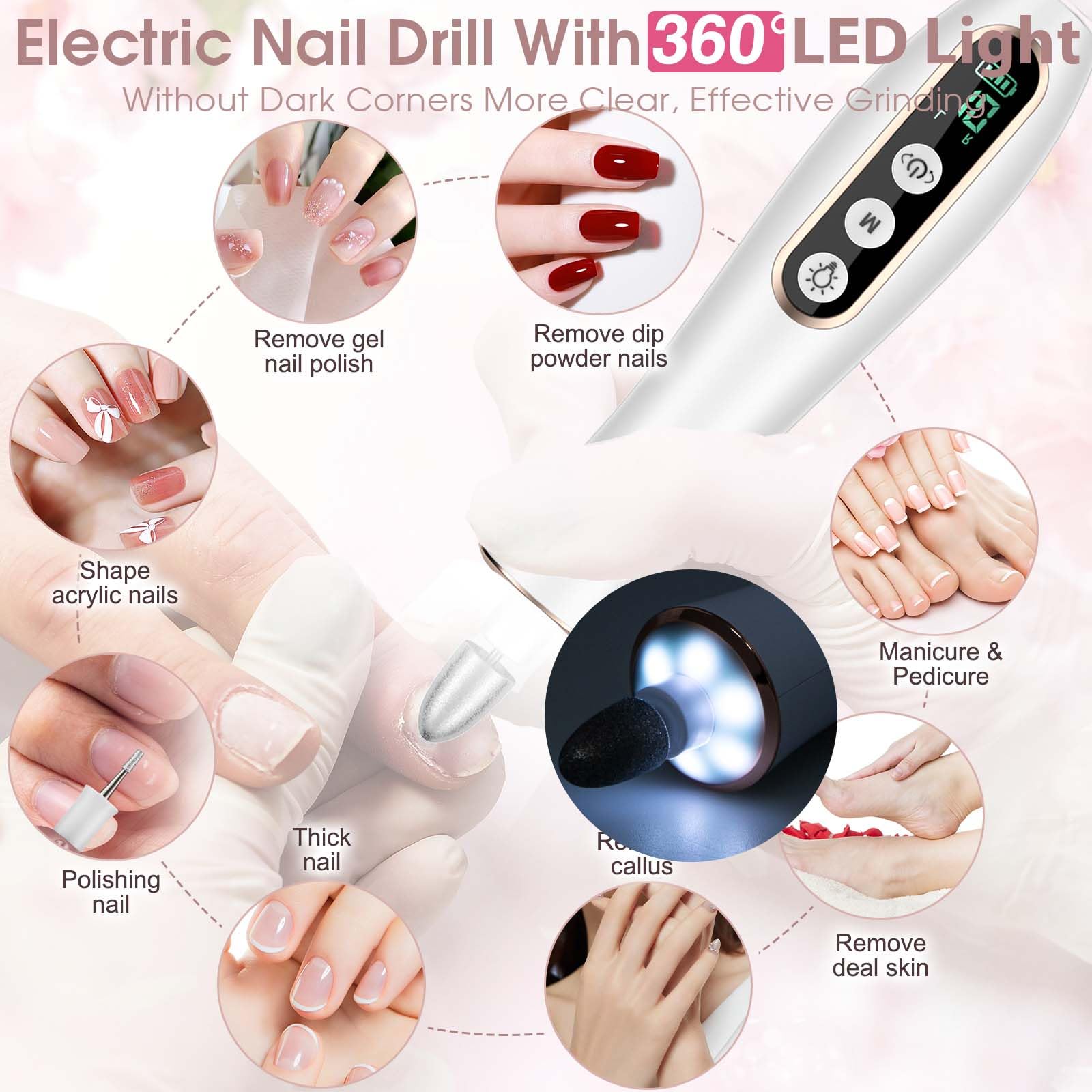 Hoxida pedicure tools set with interchangeable bits