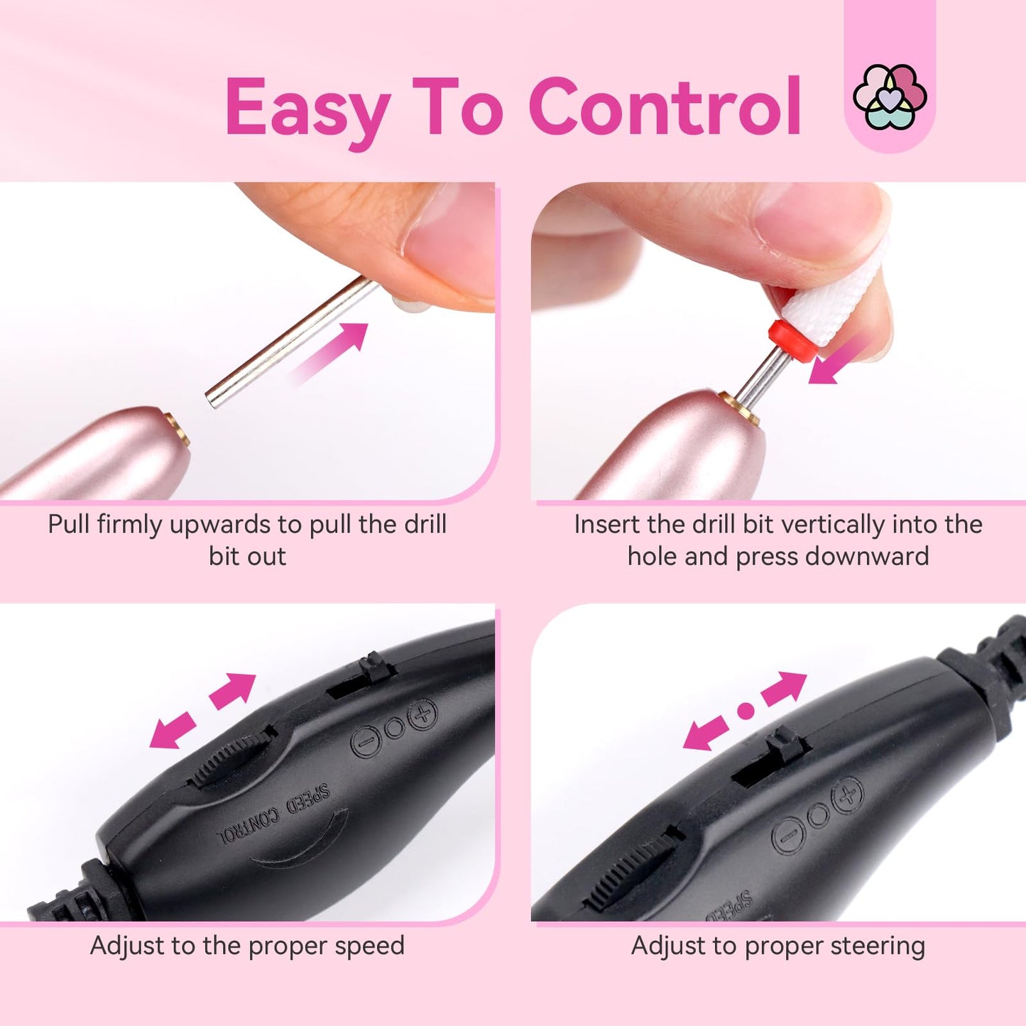 Saviland pink electric nail file being held for precise cuticle grooming demonstration