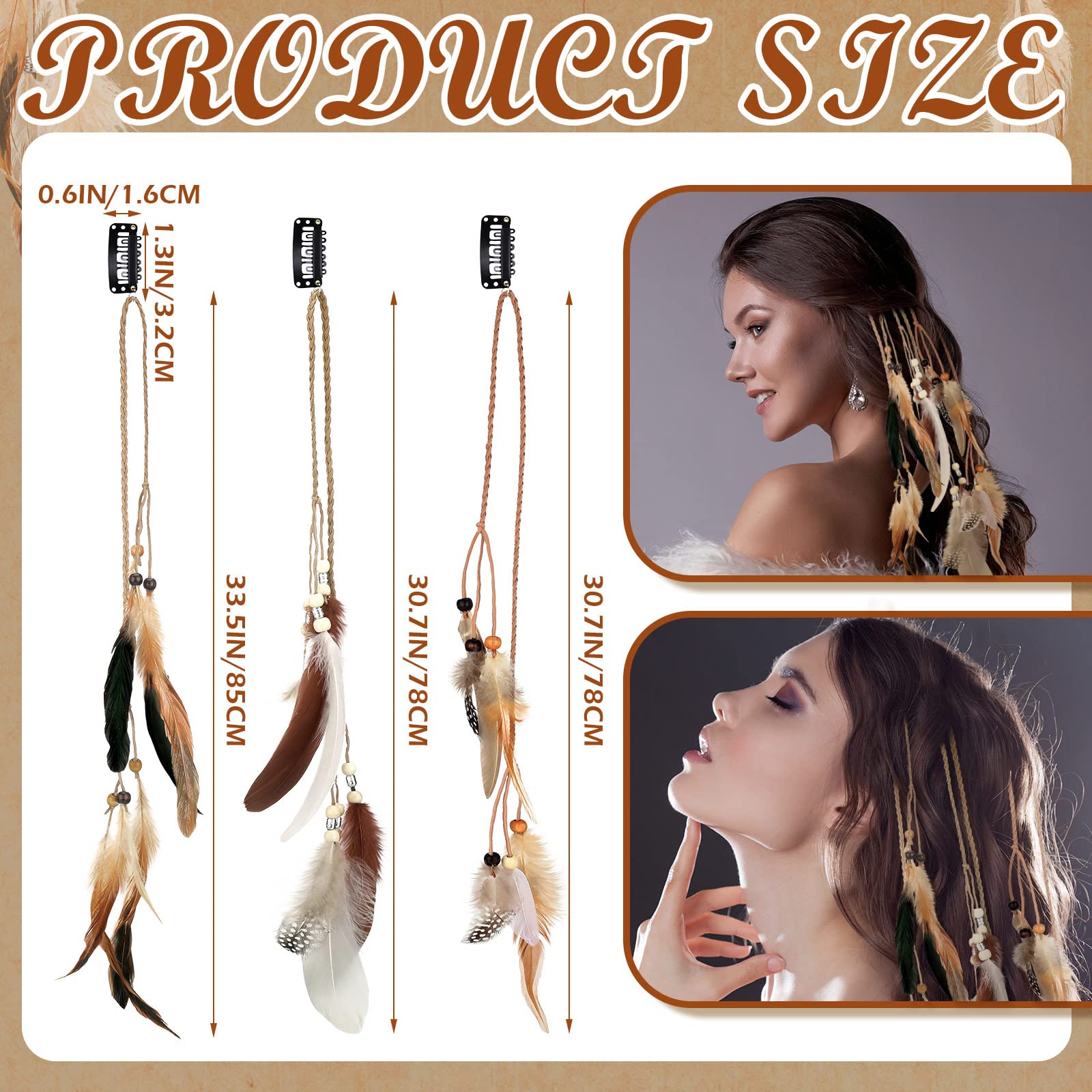Model wearing Geyoga feather hair extensions for bohemian style