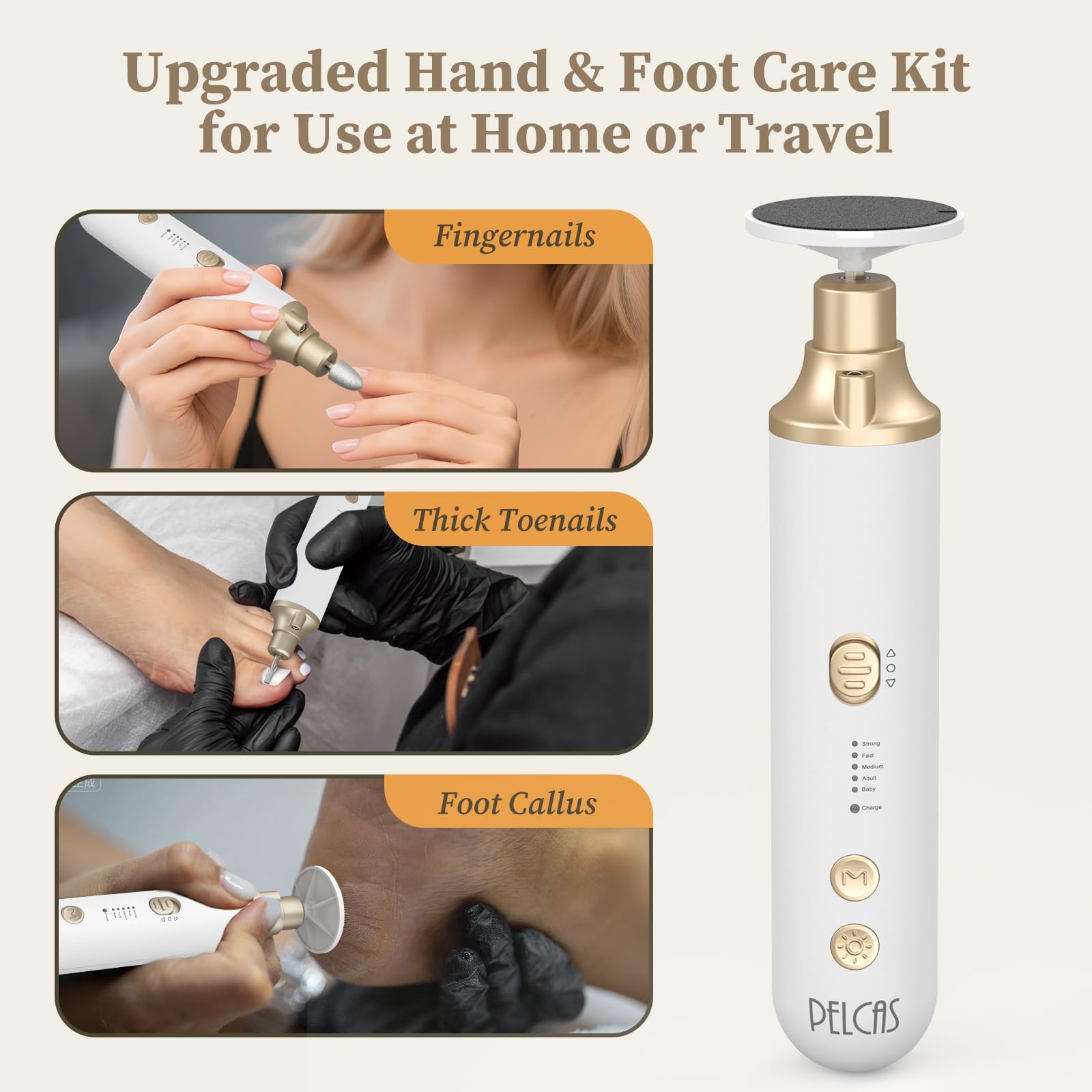 Pelcas cordless nail drill demonstrating LED light feature