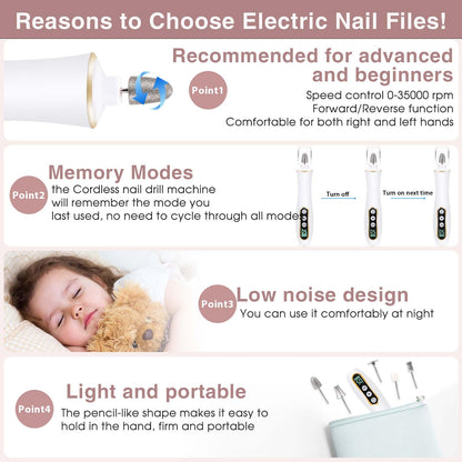 Professional nail drill set for thick nails and calluses