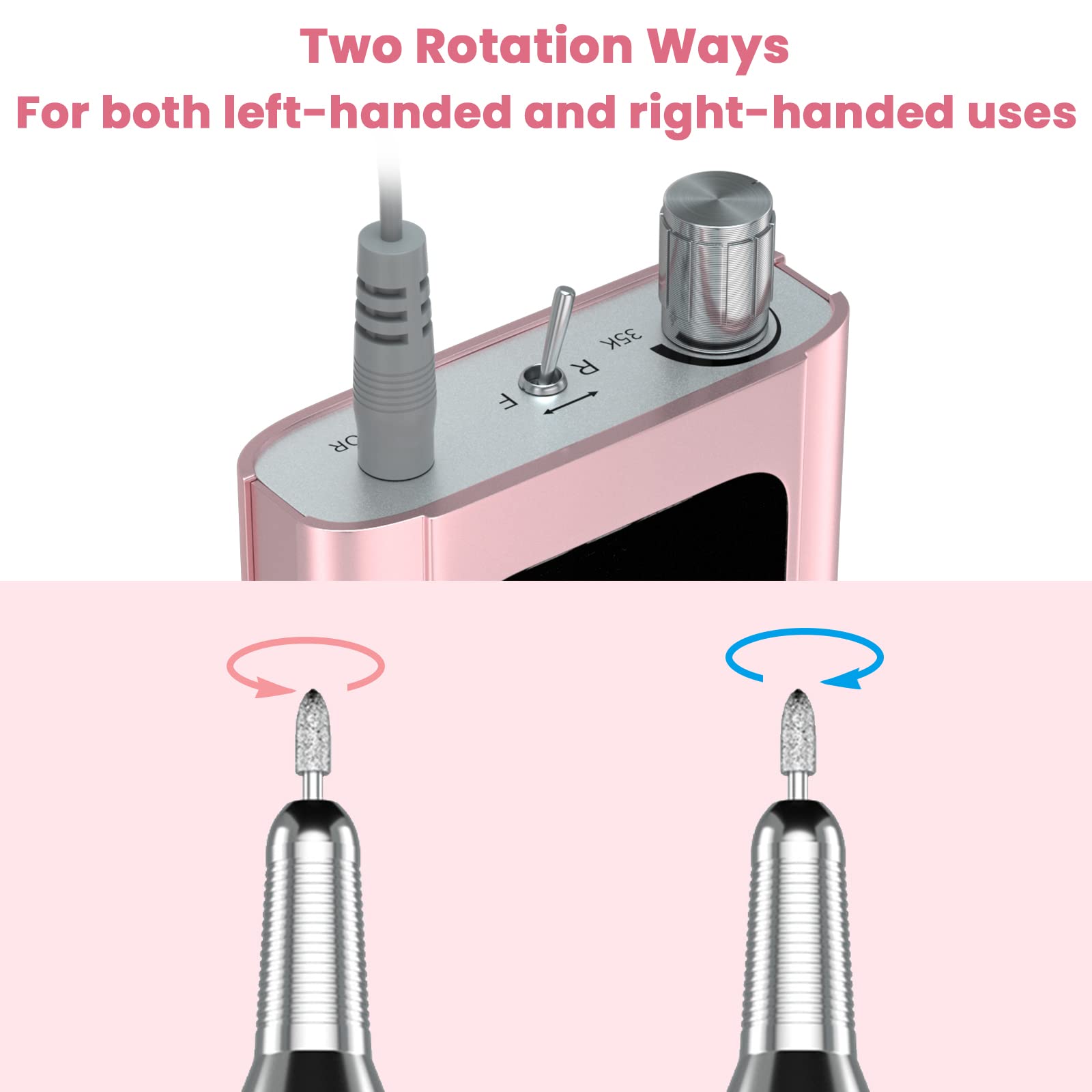 Compact cordless nail drill package showcasing the belt clip design for mobile beauty technicians