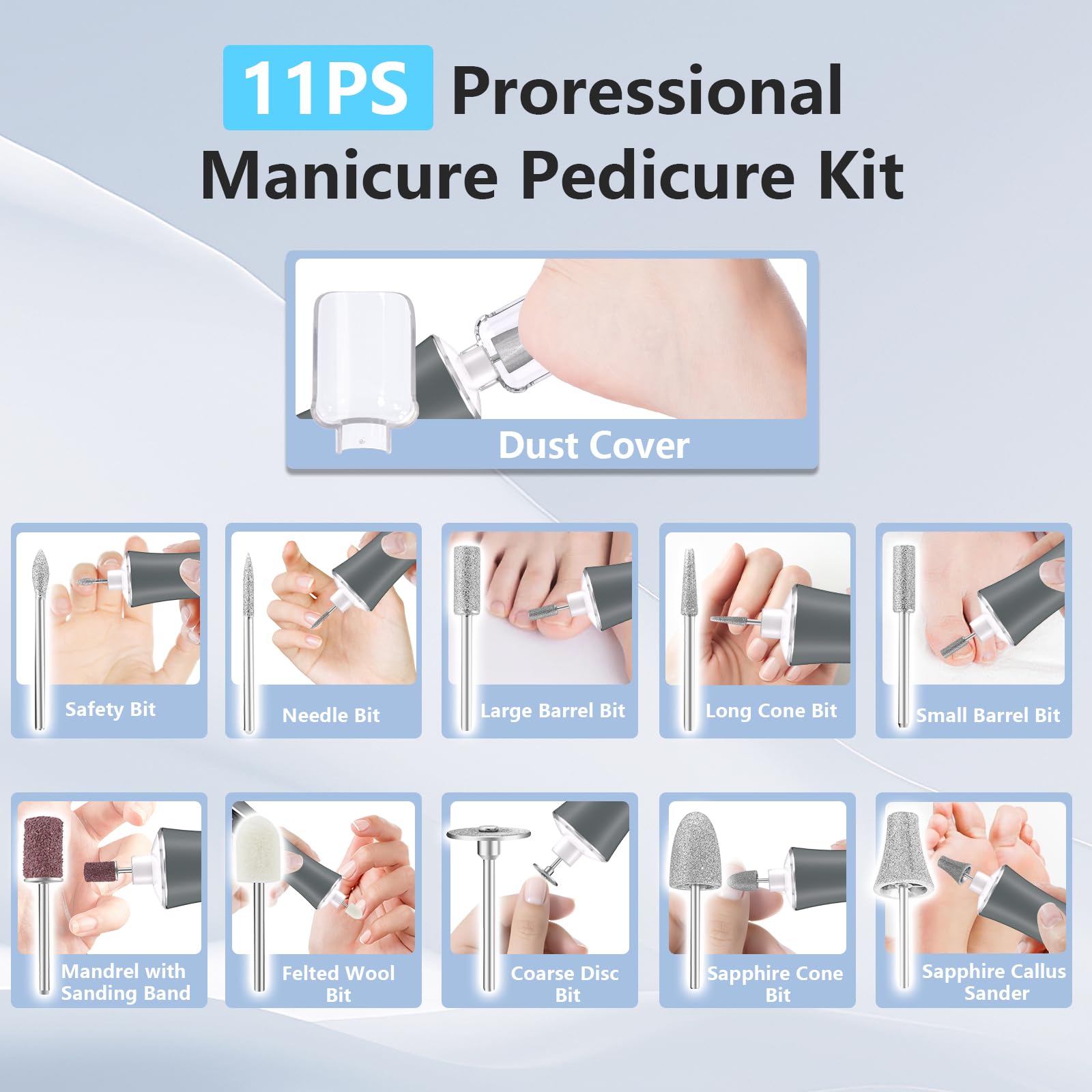 VFD electric nail drill kit inside compact carrying case