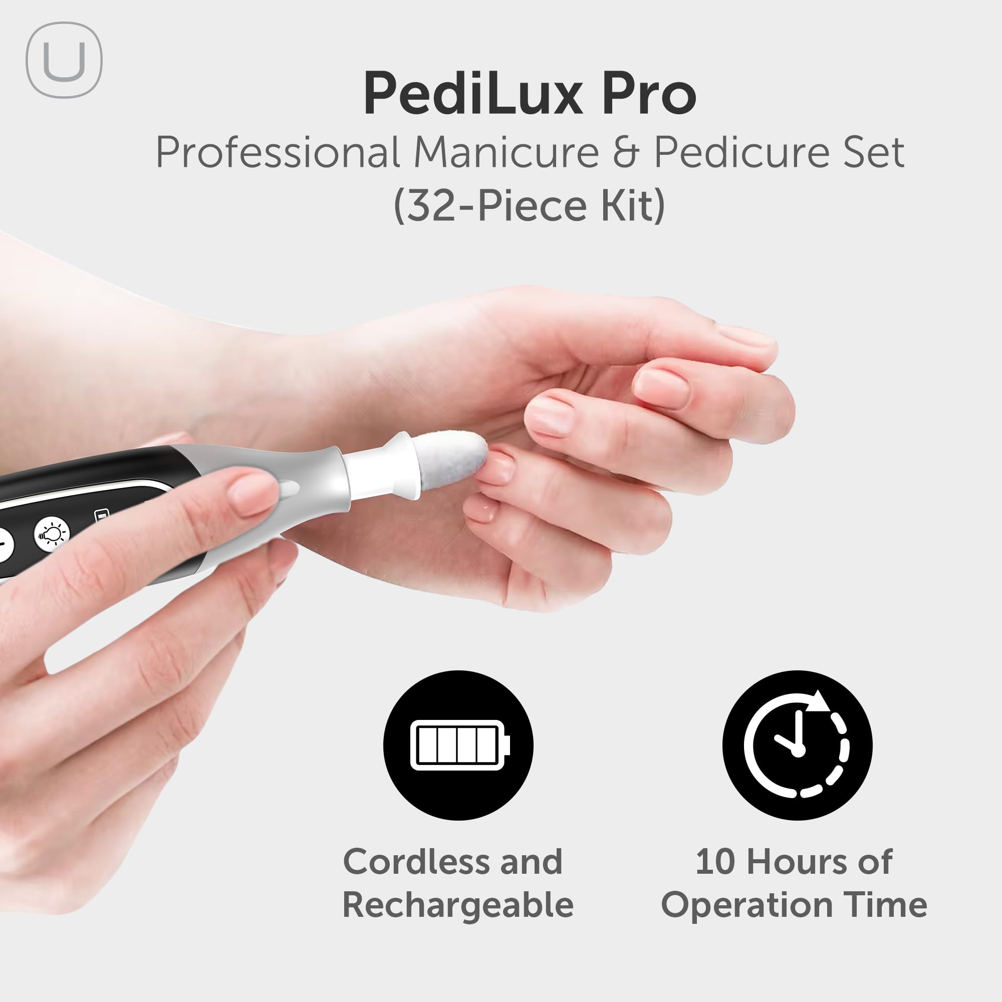 Utilyze PediLux Pro electric nail file with various attachments
