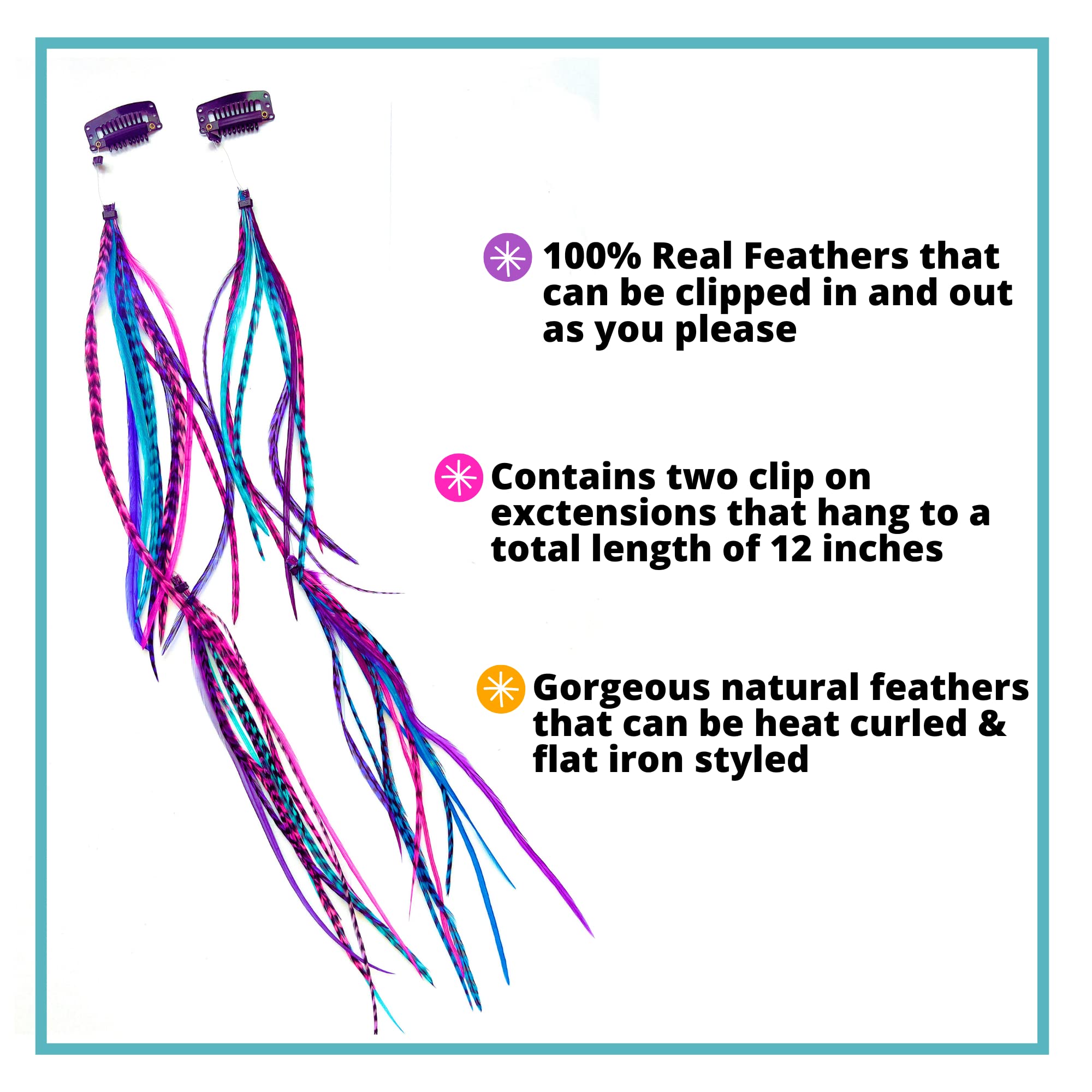 Close up of authentic boho feather hair extensions with clip