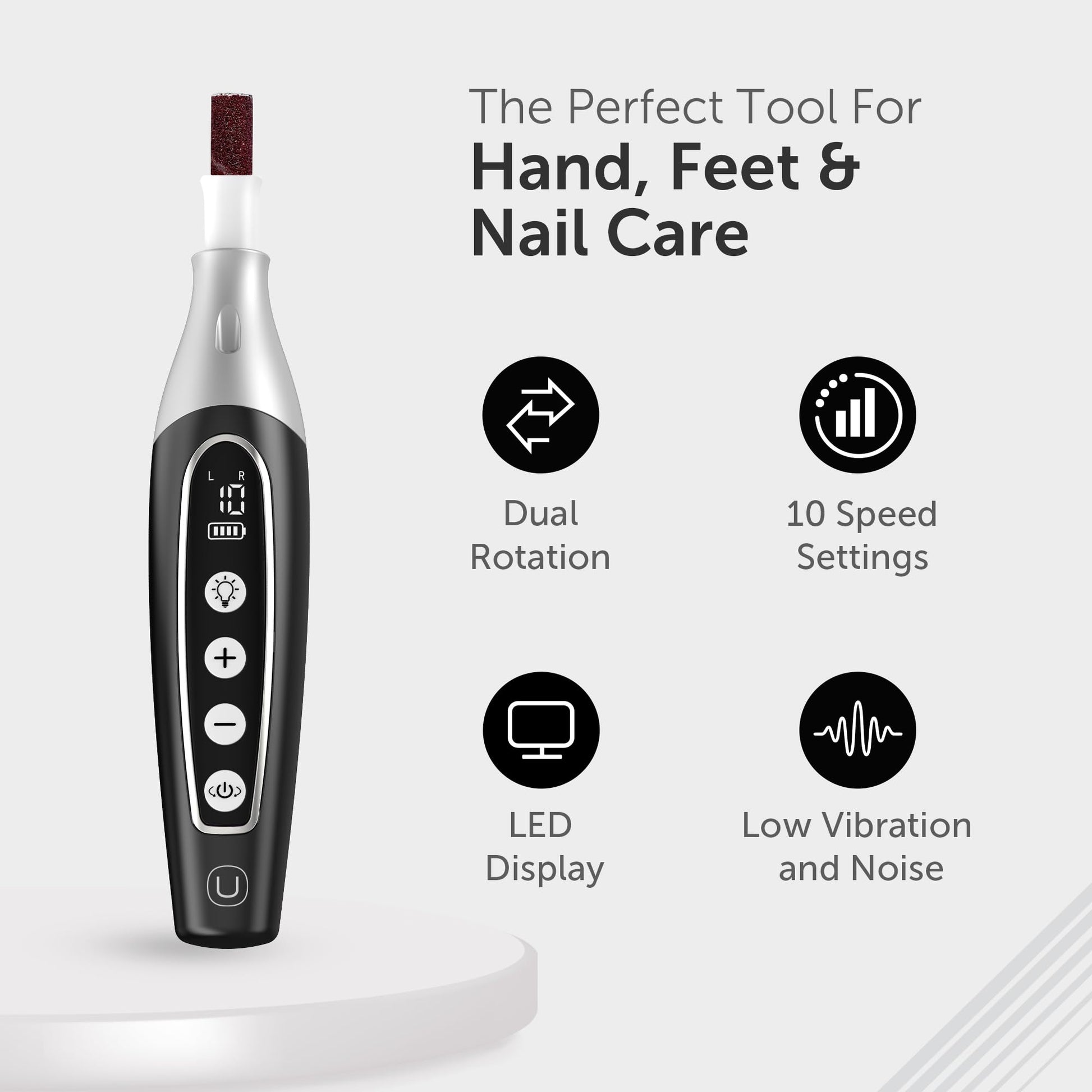 Ergonomic design of Utilyze PediLux Pro electric nail tool