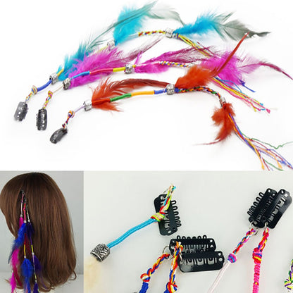 Fodattm bohemian feather hair extensions with clip comb detail