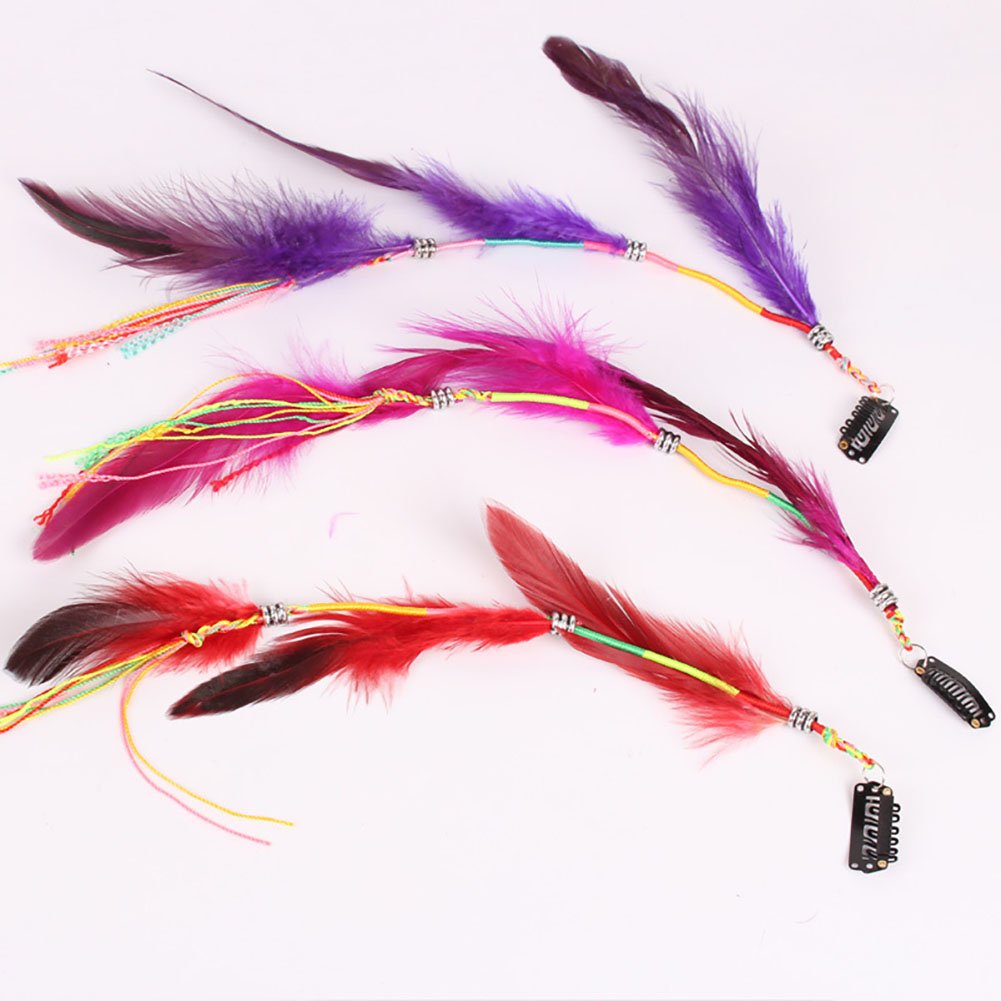 Close up of decorative feather hair clip for DIY styling
