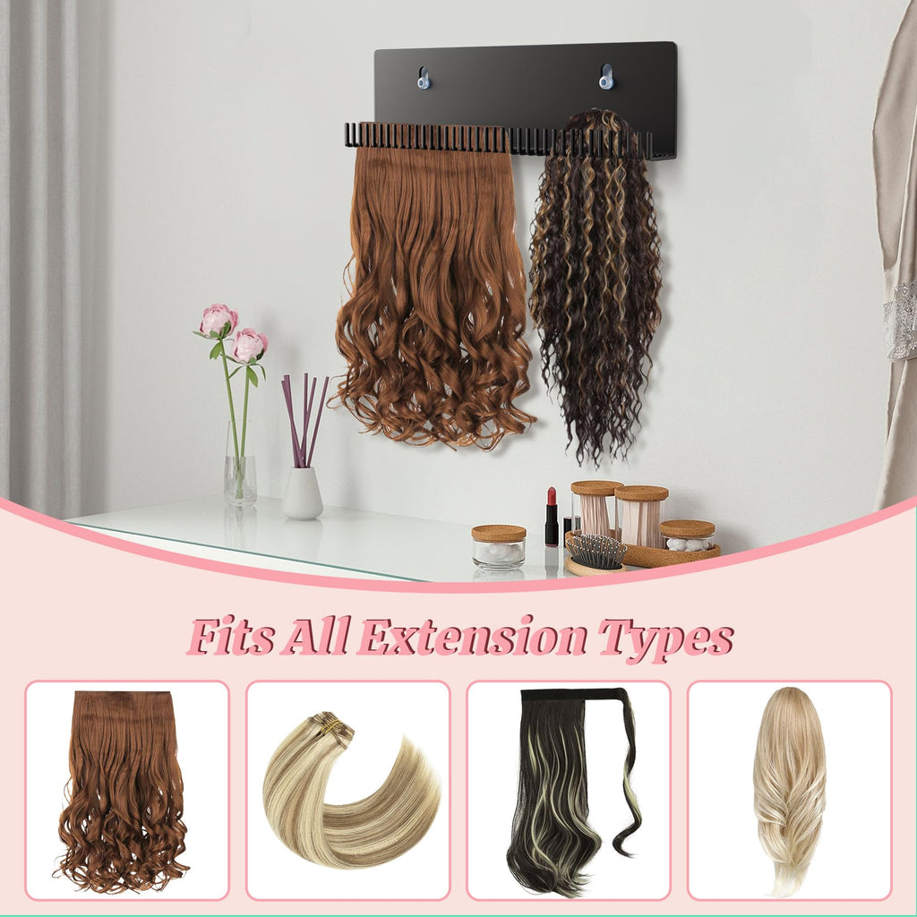 Hair extension organizer rack for professional salon use
