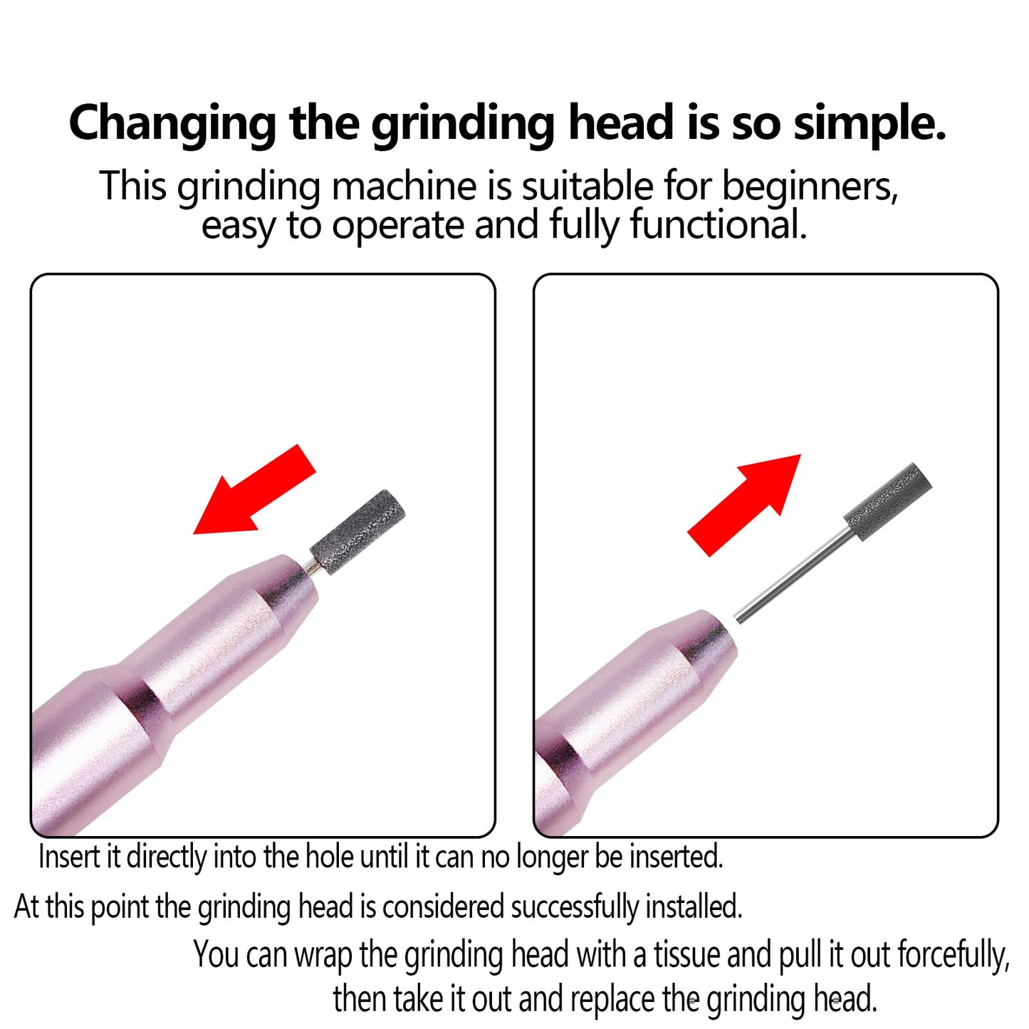 Handheld view of portable nail file machine for gel manicures