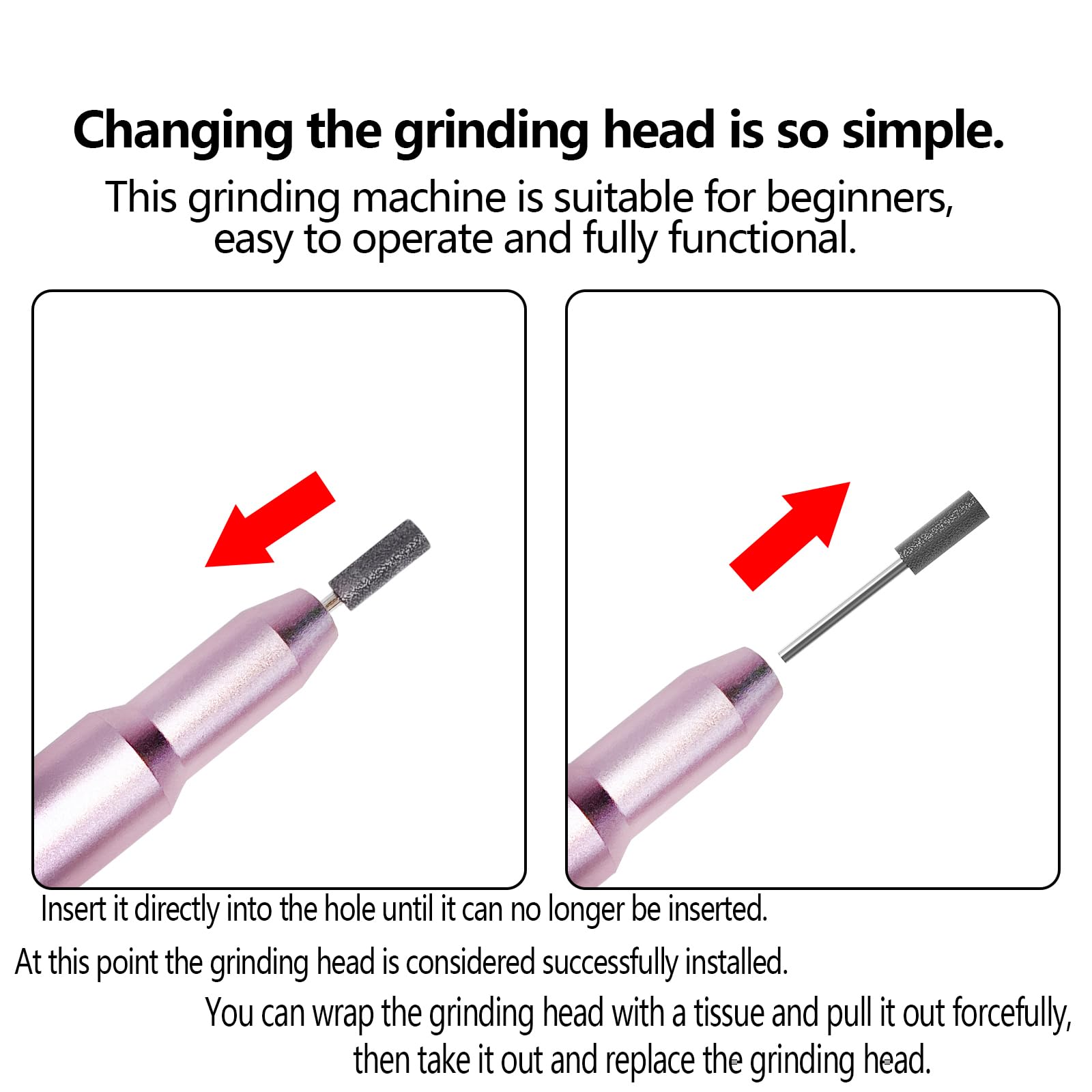 Handheld view of portable nail file machine for gel manicures