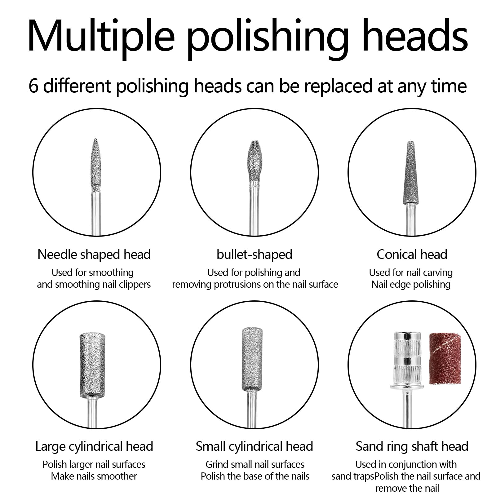 Side profile of compact electric nail file tool for home use