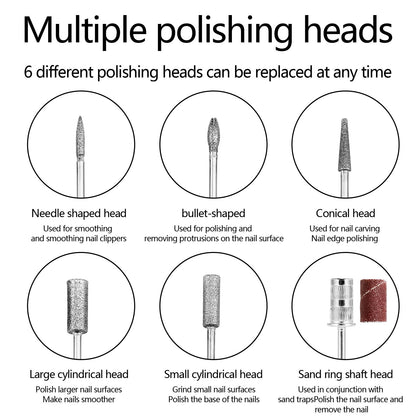 Side profile of compact electric nail file tool for home use