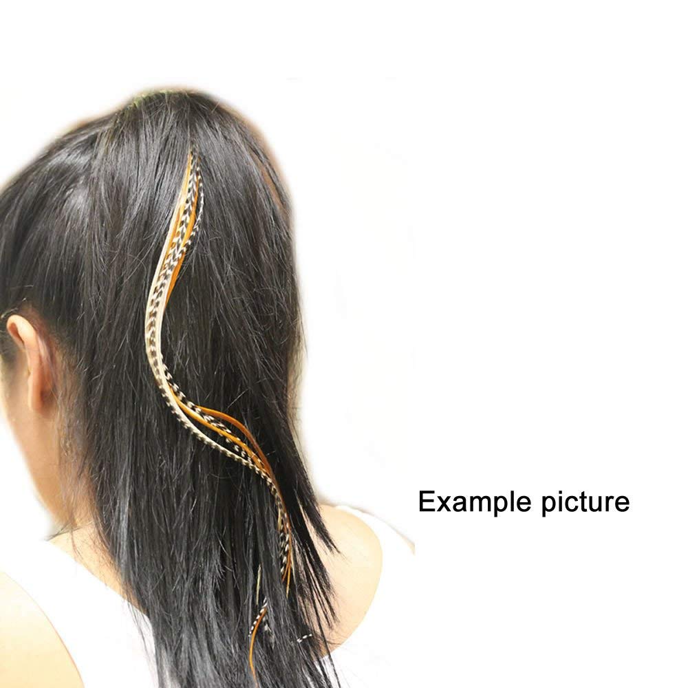 Close up of genuine rooster feather hair accessory texture