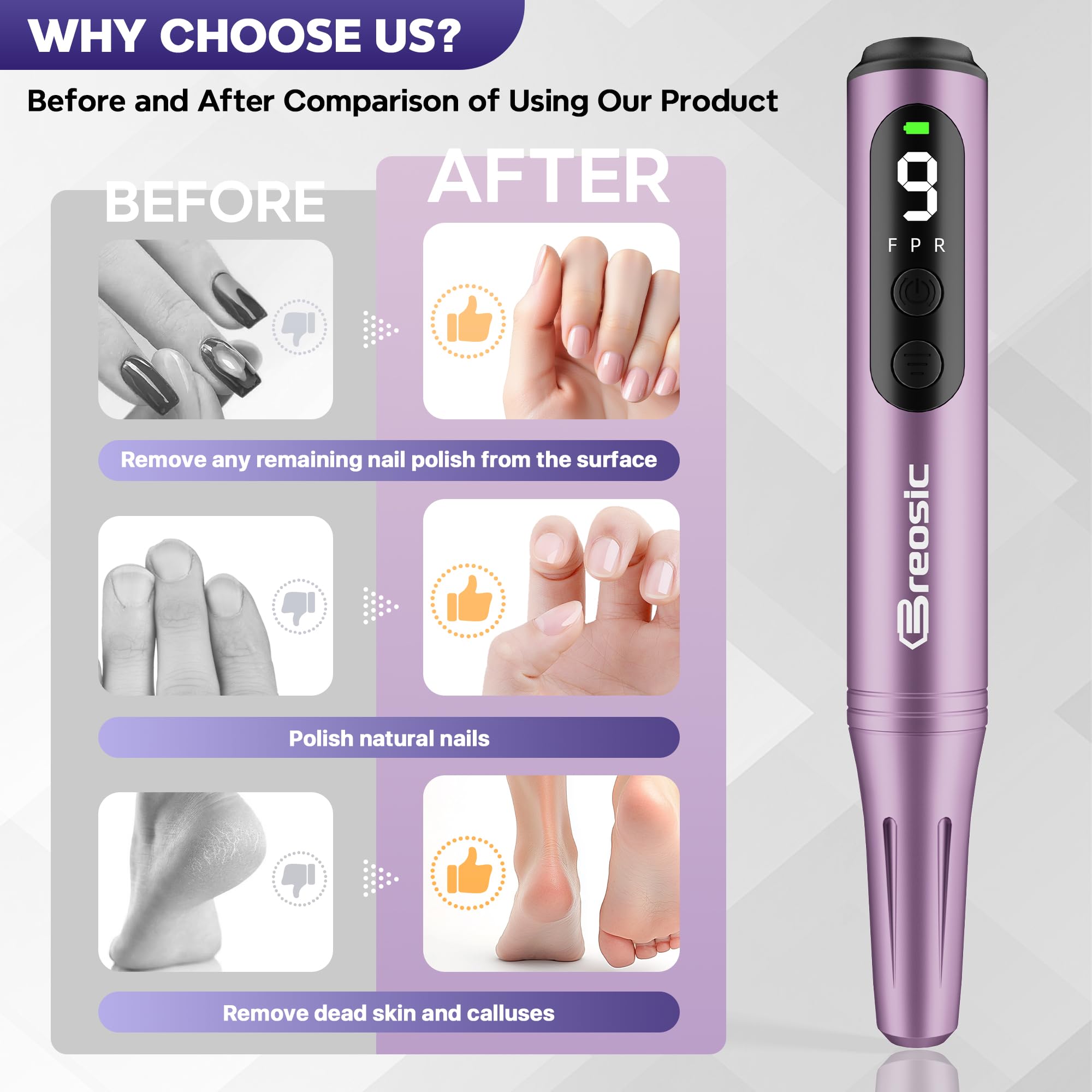 Breosic nail drill kit with USB-C charging cable