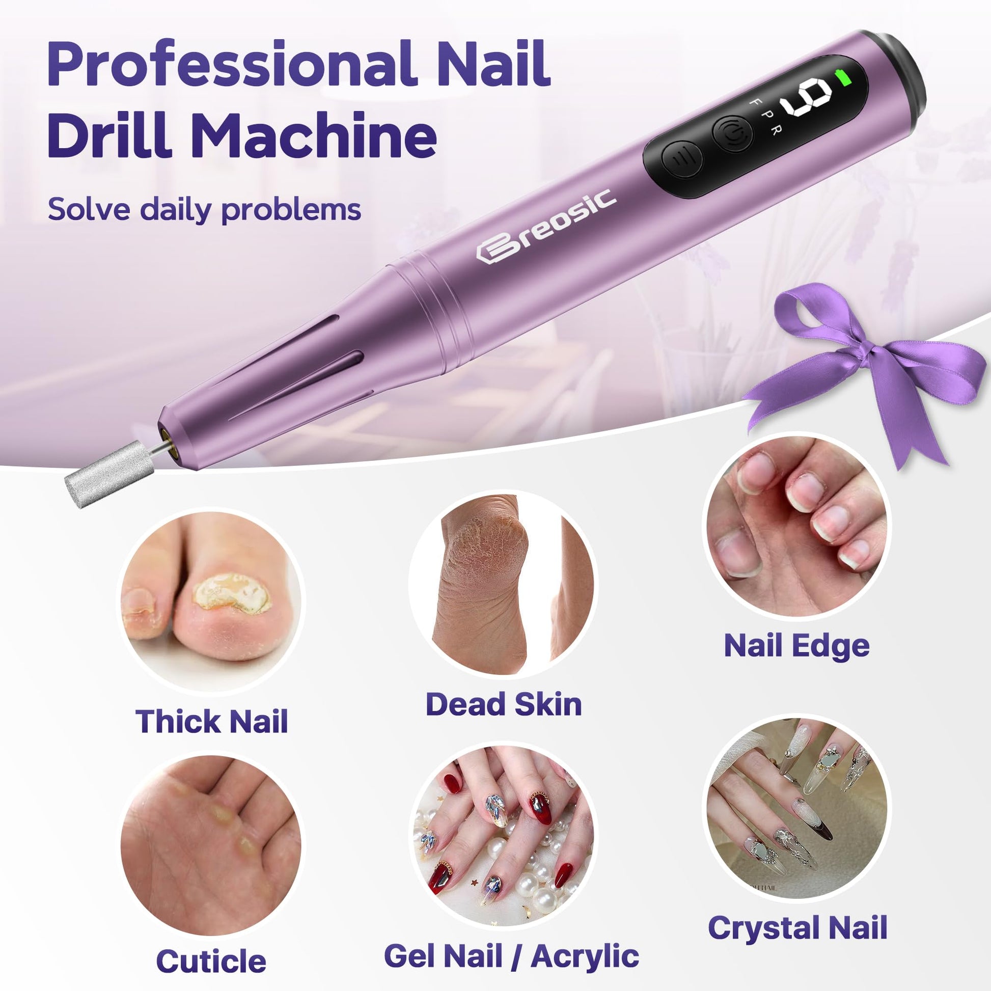 Professional nail drill machine showing aluminum alloy casing