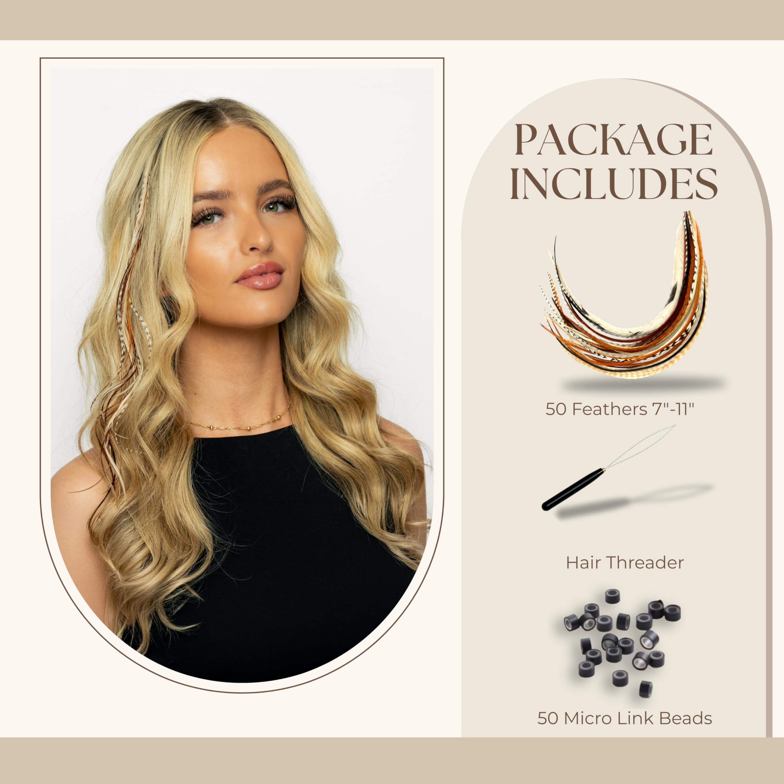 Detailed view of genuine rooster feather hair extensions