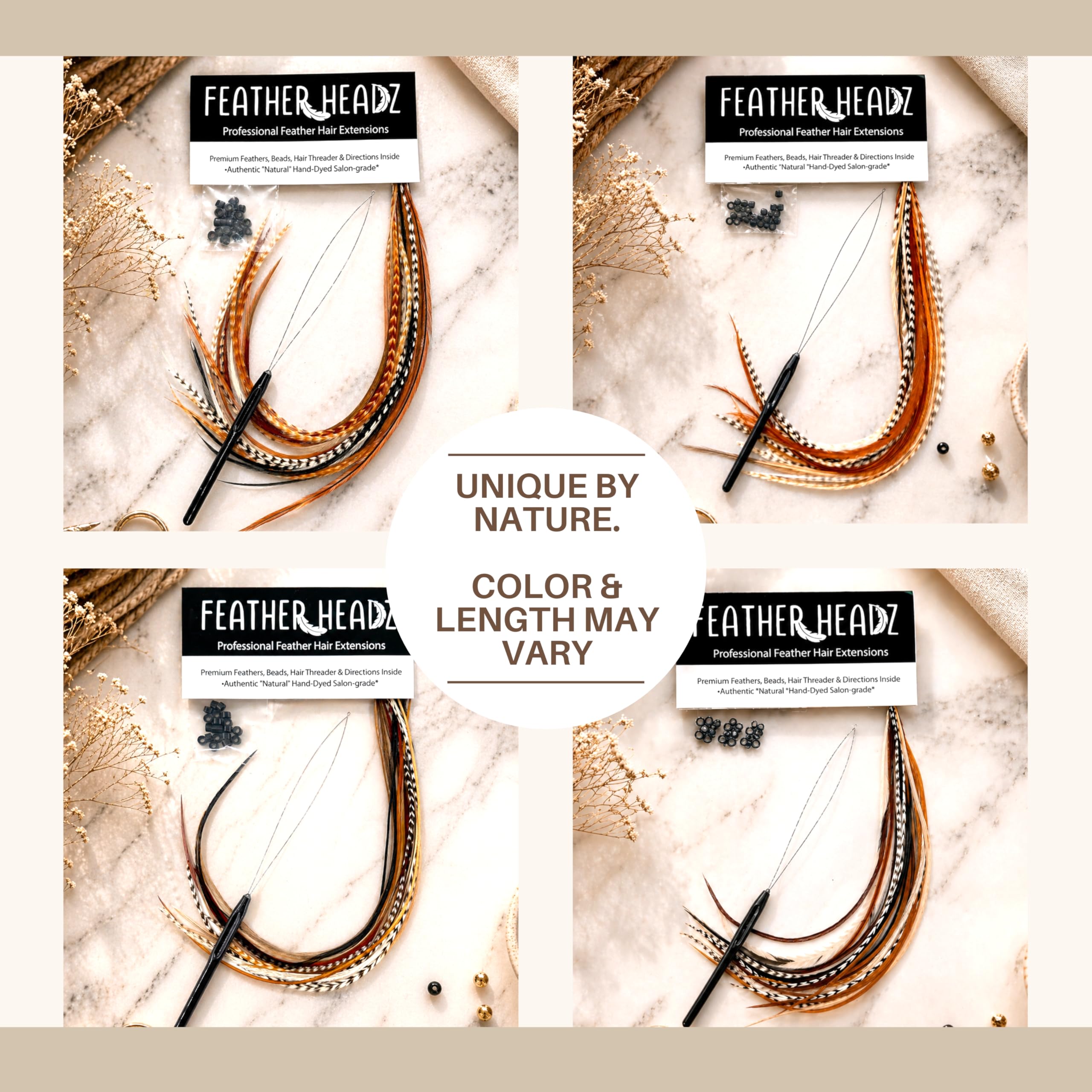 Full contents of the DIY feather hair extension kit