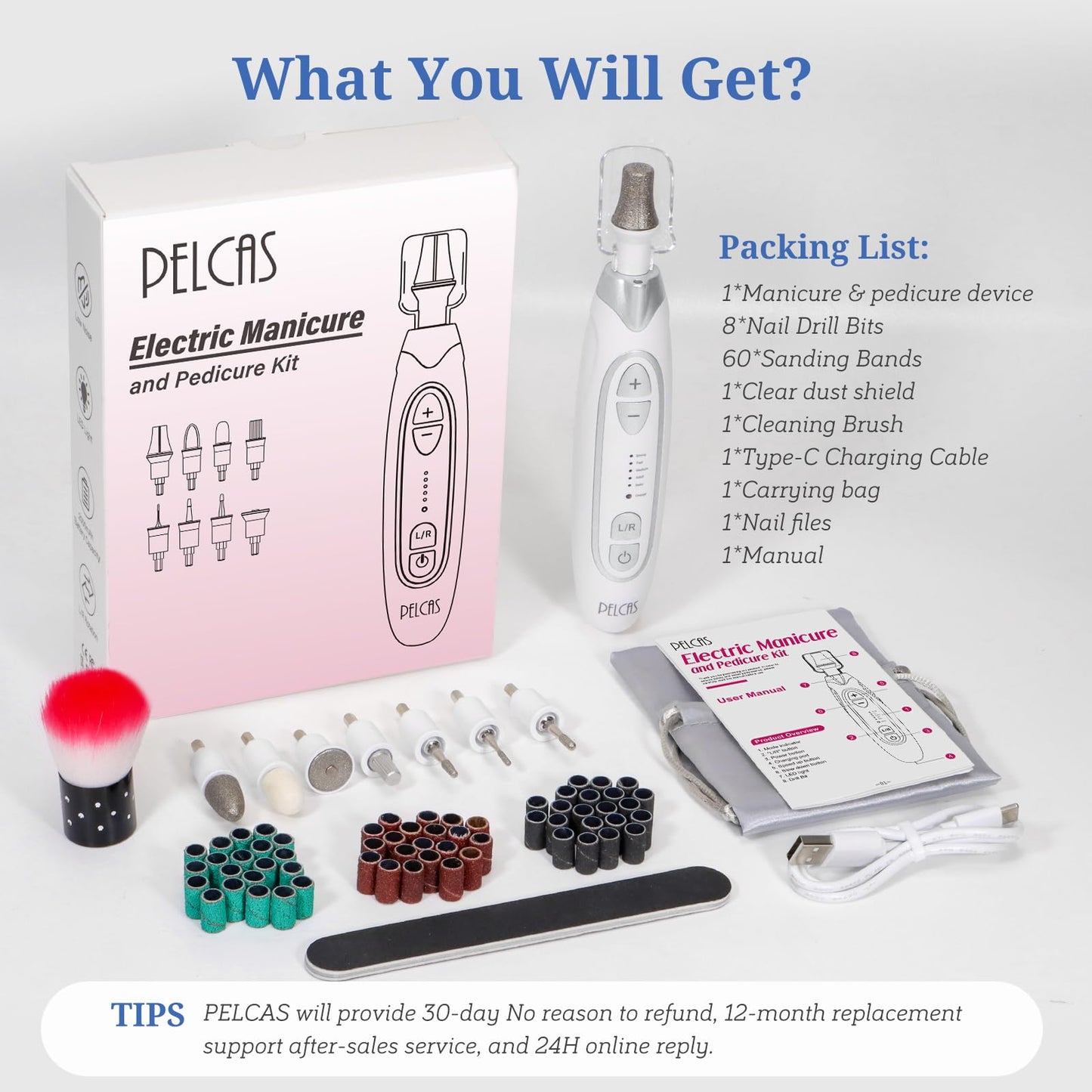 Detailed view of Pelcas nail drill LED light feature