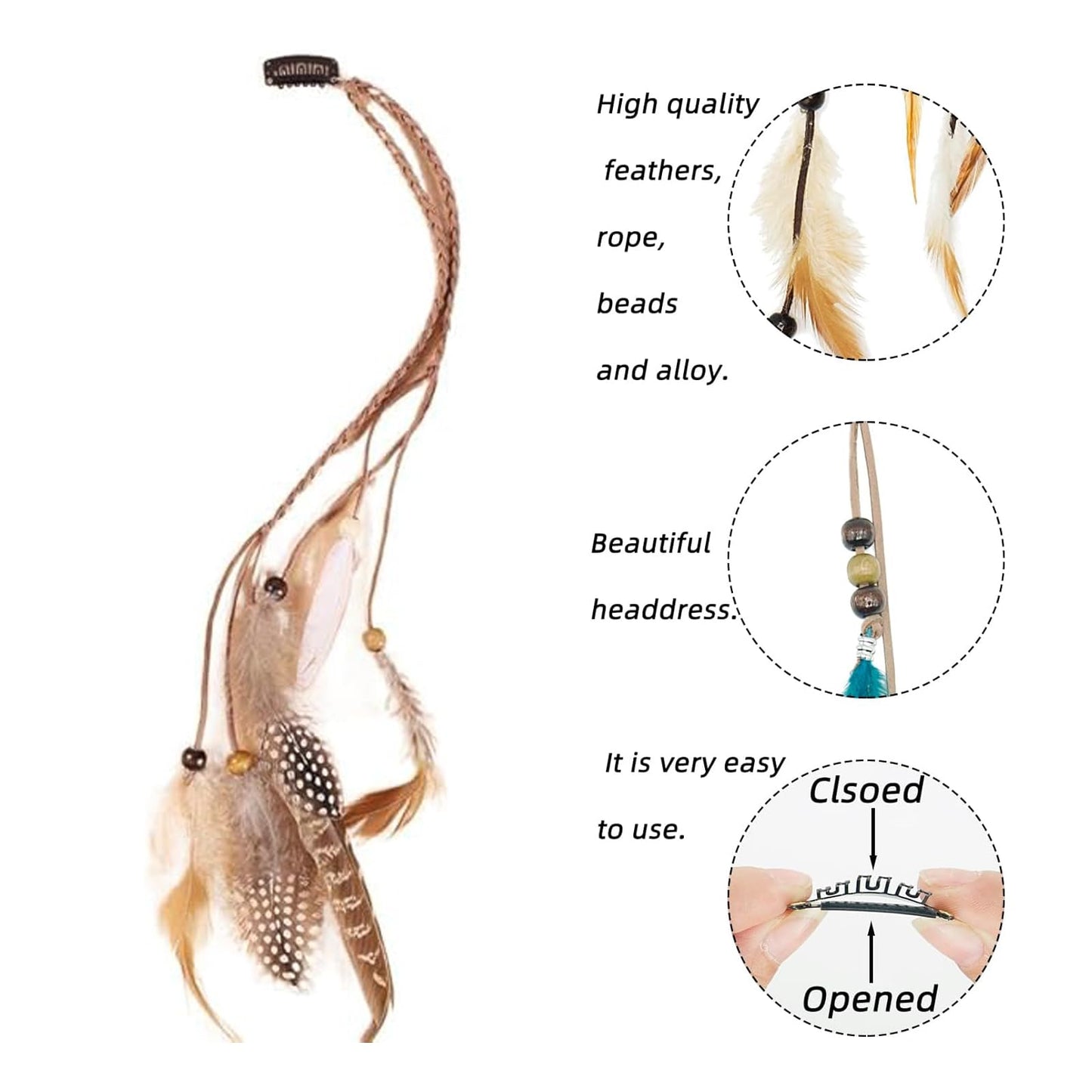 Festival hair accessory natural rooster feathers