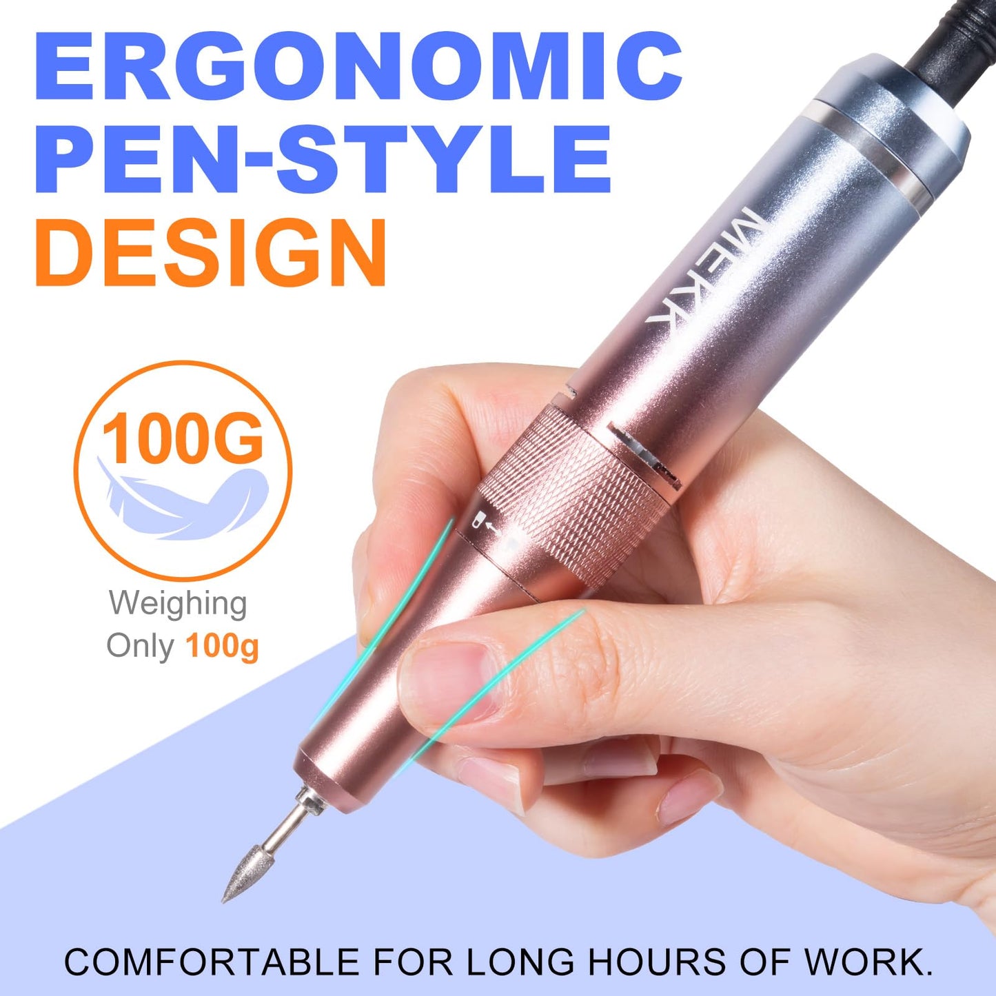 Rechargeable electric nail file with LCD display