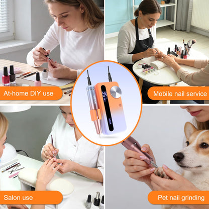 Professional nail technician using Mekk nail drill