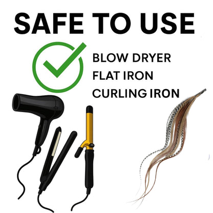 Heat styled feather hair extension showing versatility