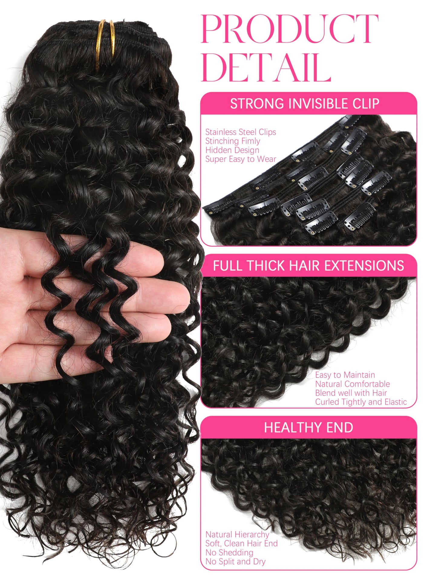Lacer 3B 3C curly hair extensions texture detail