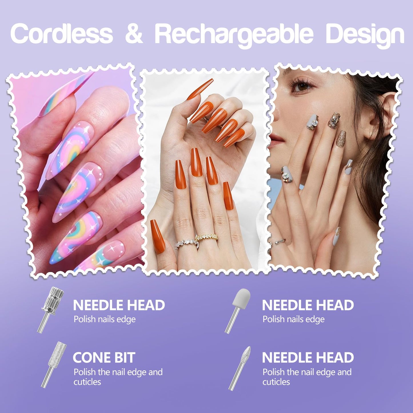 Electric nail file with 8 piece drill bit set