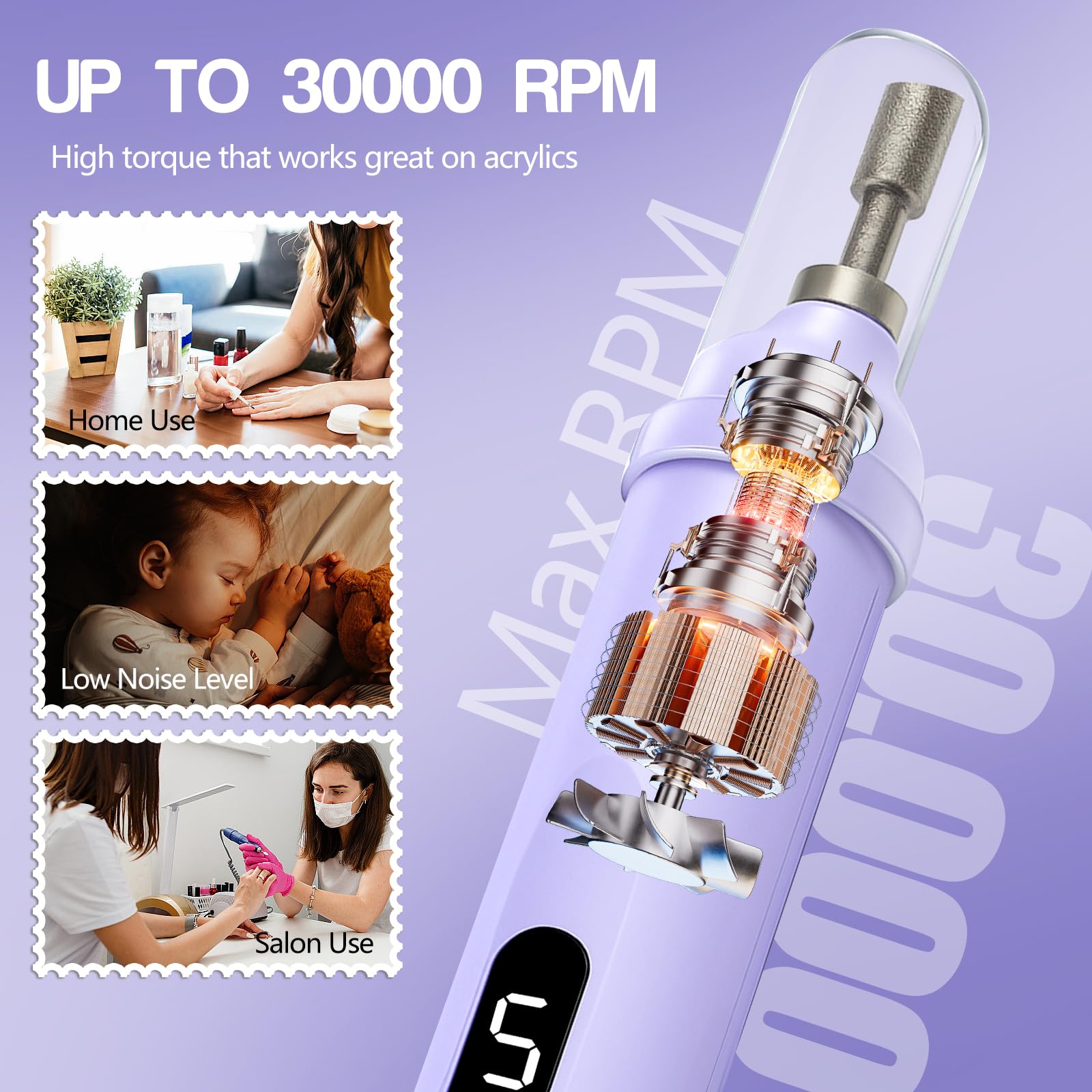 Handheld nail polisher tool for professional home manicure