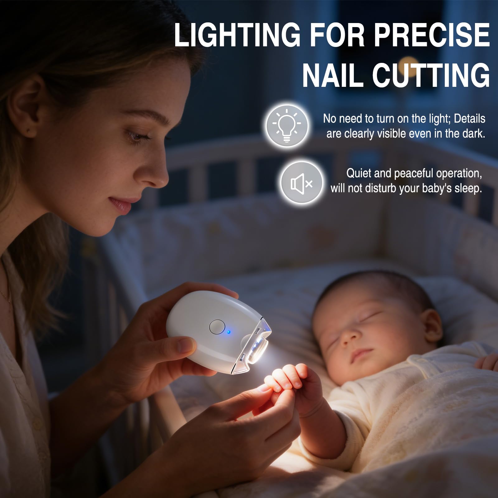 Qurax 3 in 1 nail grinder with LED light feature activated