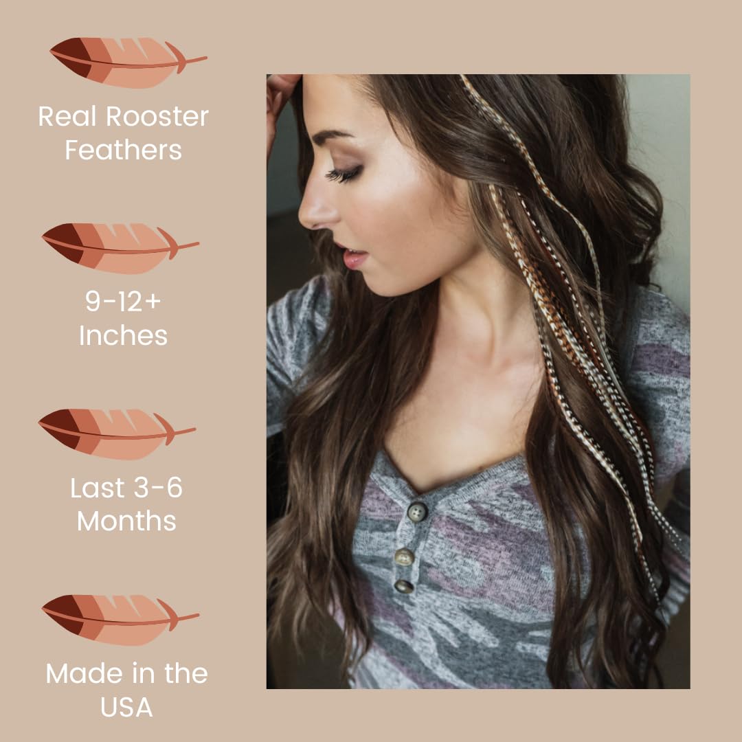 Hand holding Feather Lily hair feather kit components