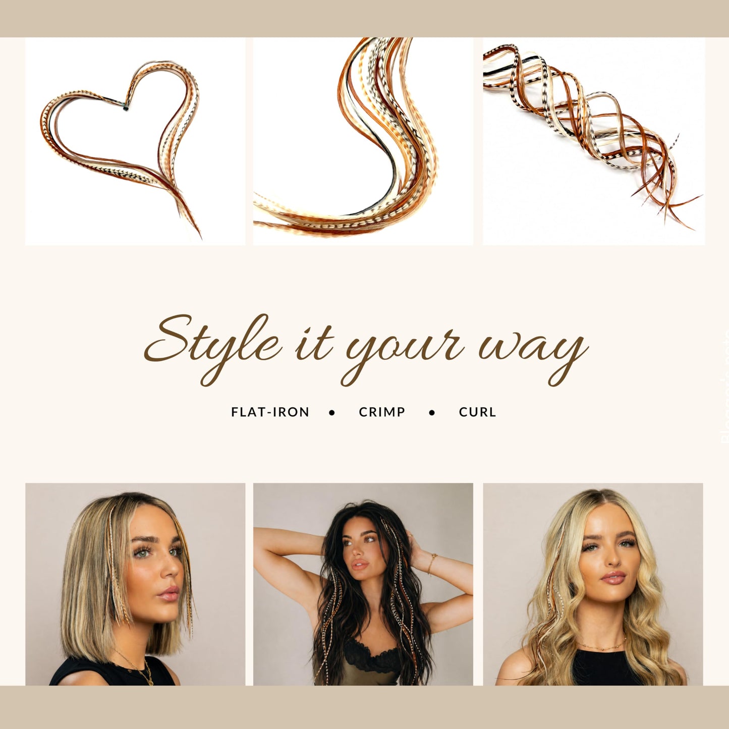Example of boho style application with Feather Headz extensions
