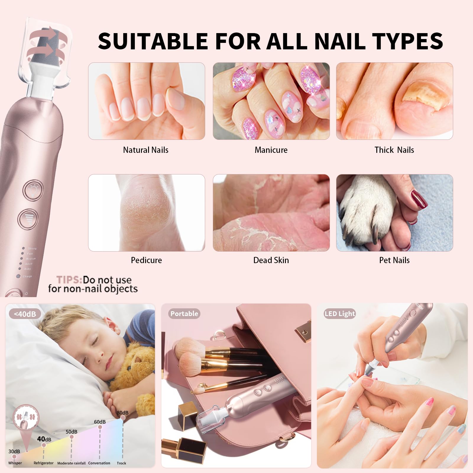 Manicure pedicure set with 100 sanding bands for callus removal