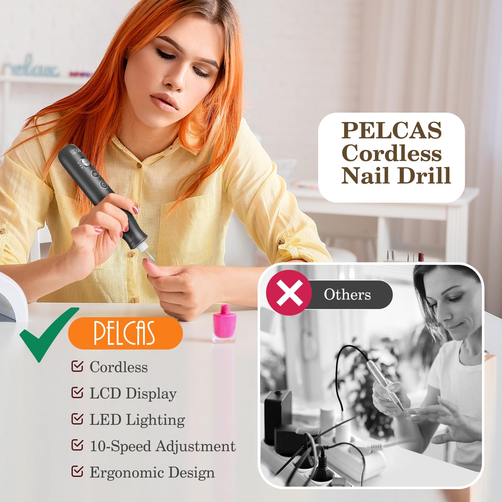 Pelcas portable manicure kit with LED light feature