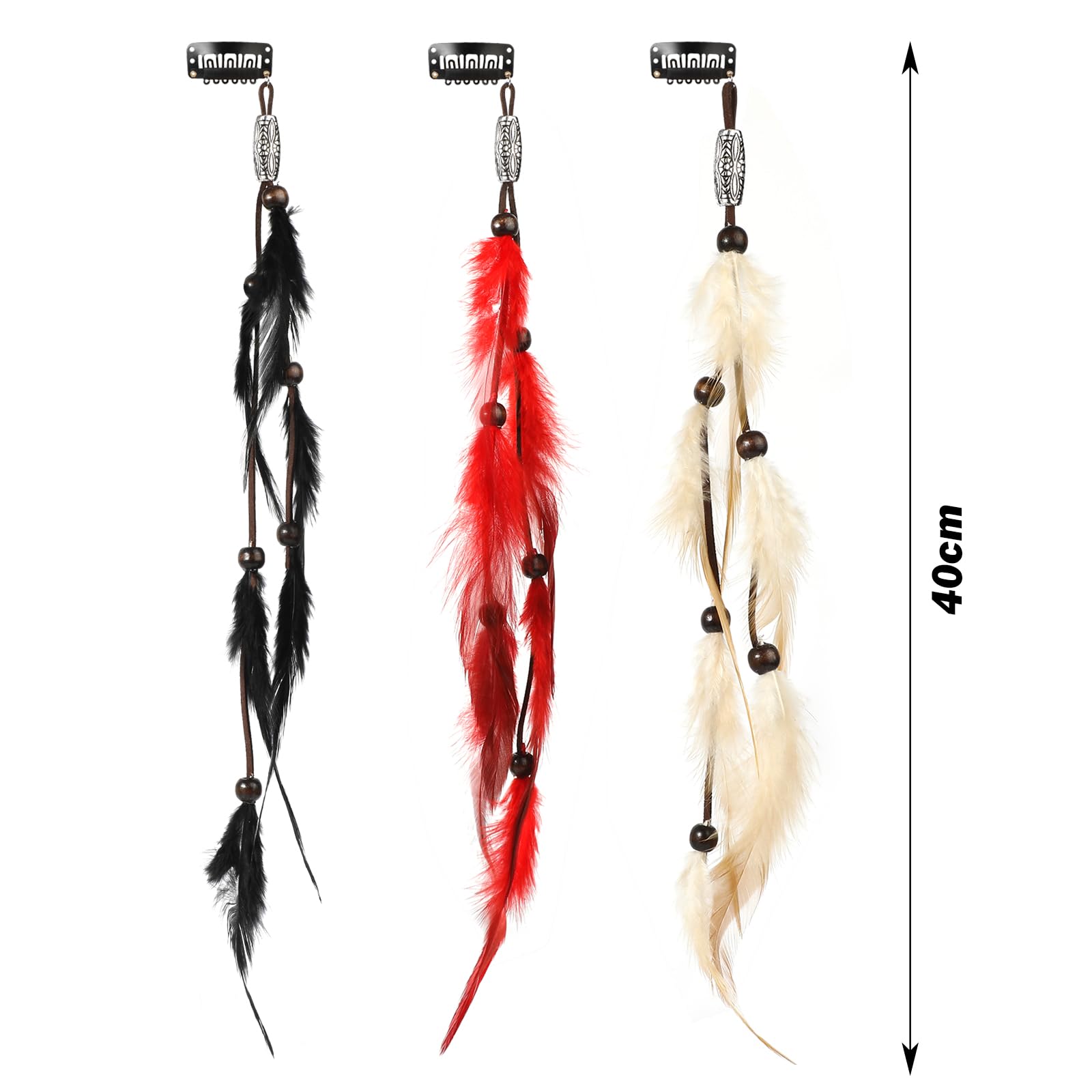 Close up of natural feathers on Mwoot hair extension