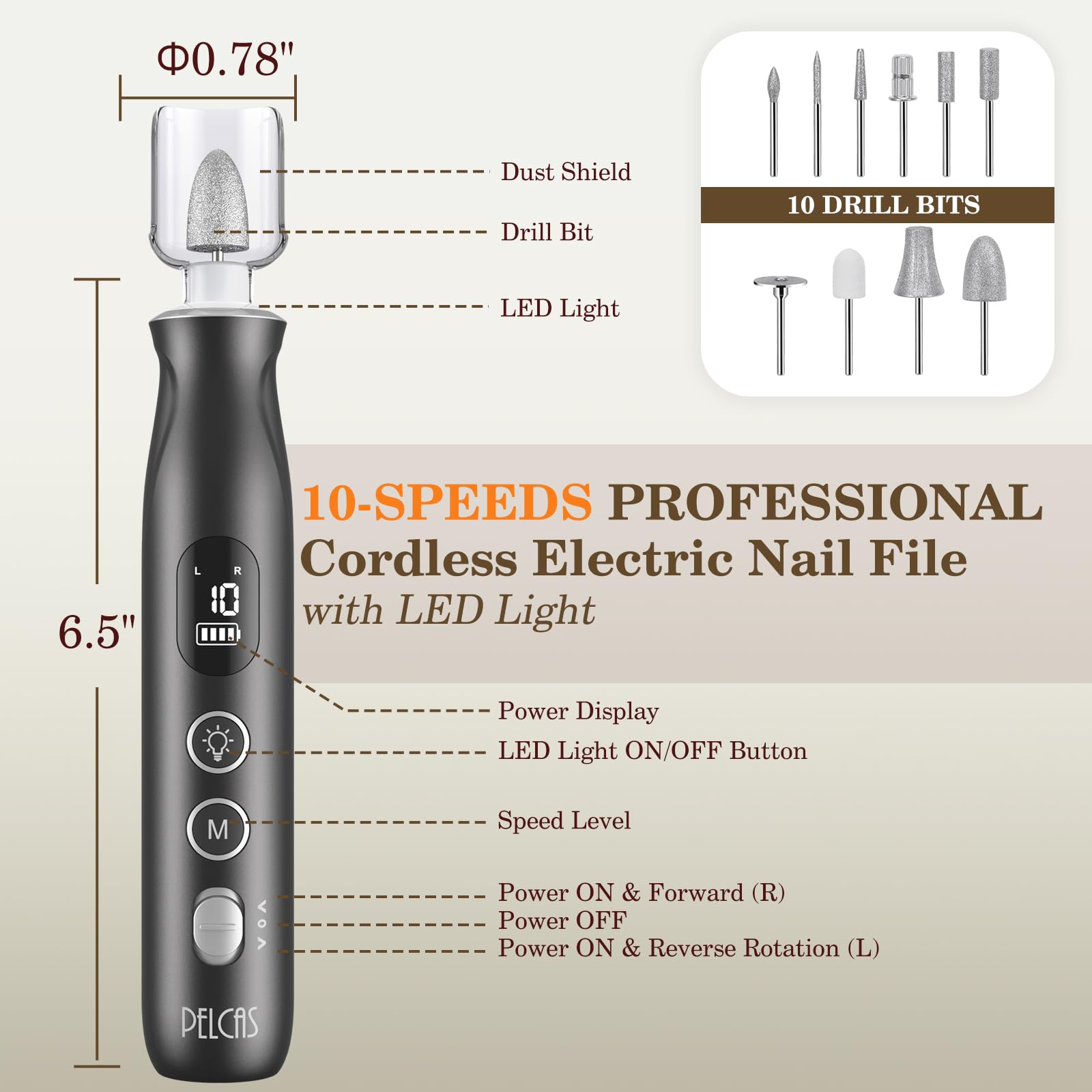 Pelcas nail grinder accessories and drill bits set
