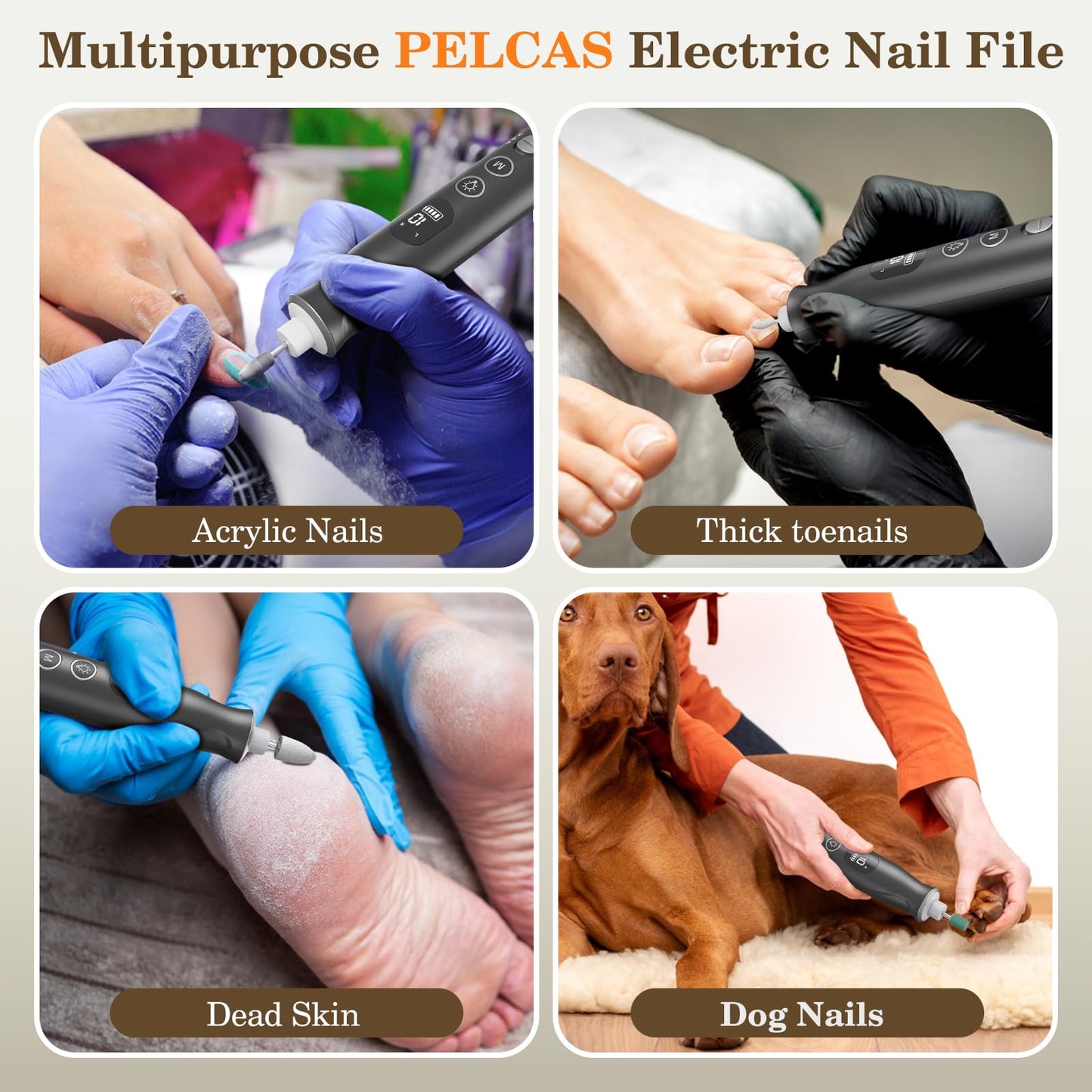 Side profile of Pelcas rechargeable nail drill tool