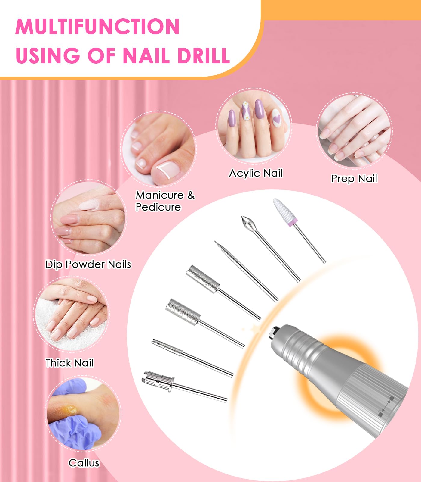 HOUSMV cordless acrylic nail drill machine highlighting forward and reverse directional switch