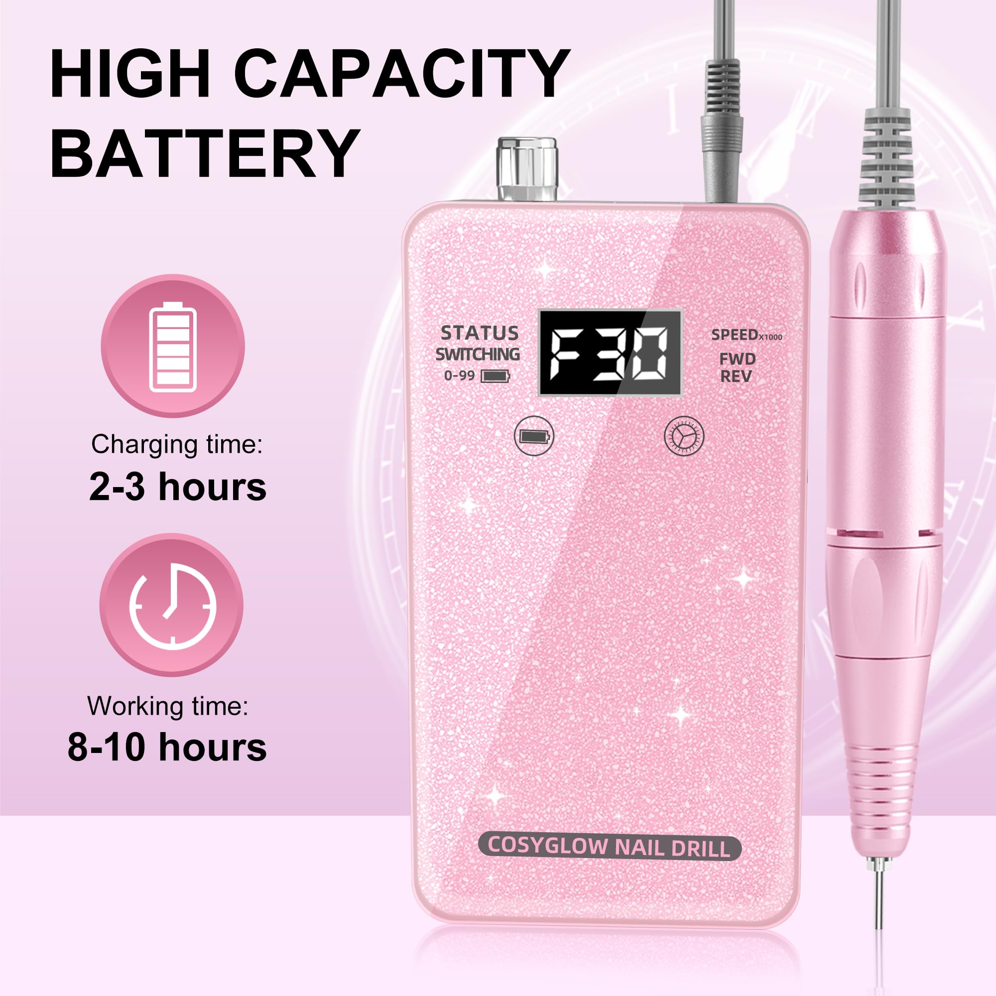 Cosyglow professional nail drill handpiece and control unit