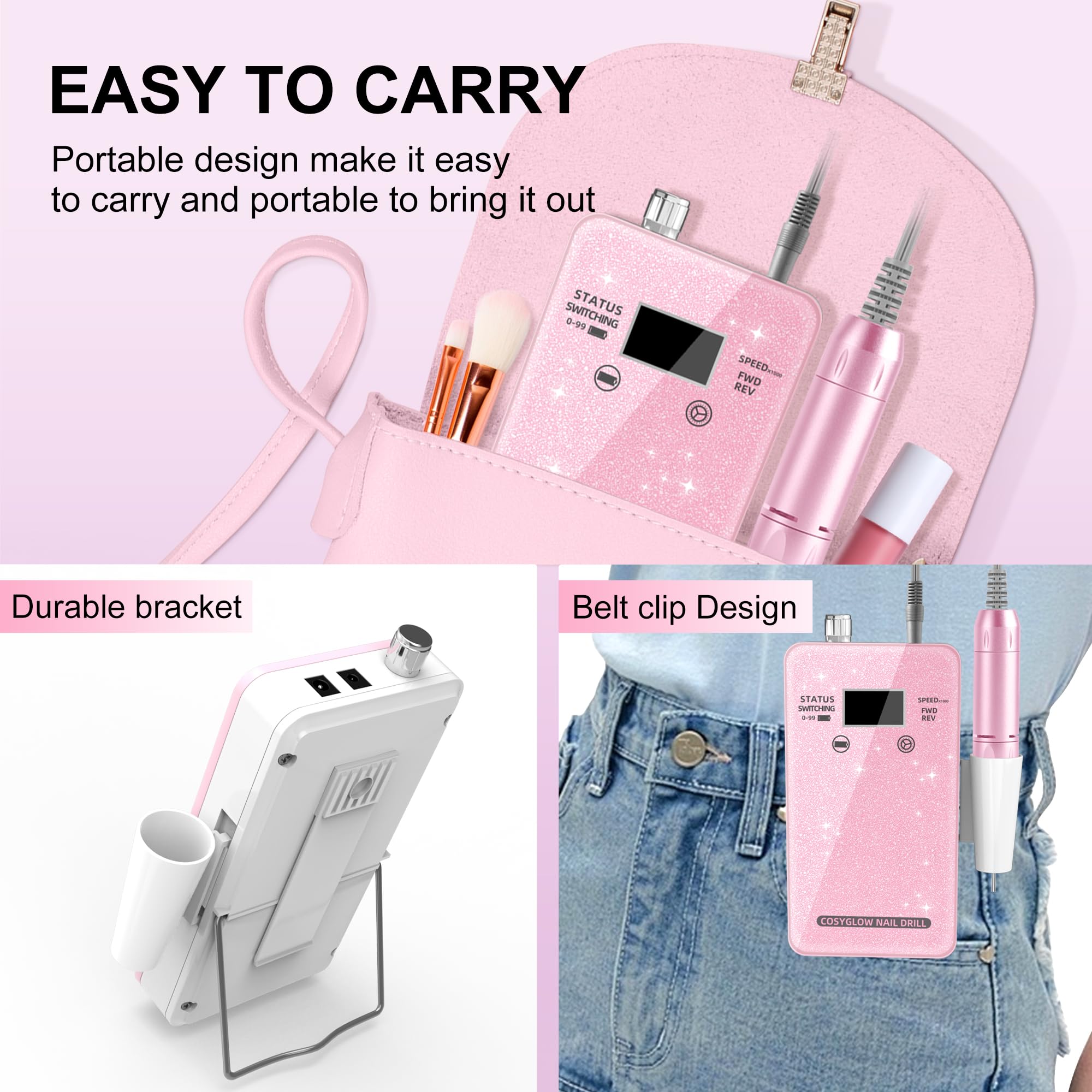 Detailed view of 11 drill bits for Cosyglow nail file