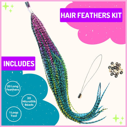 Installation beads and loop tool for feather hair extensions