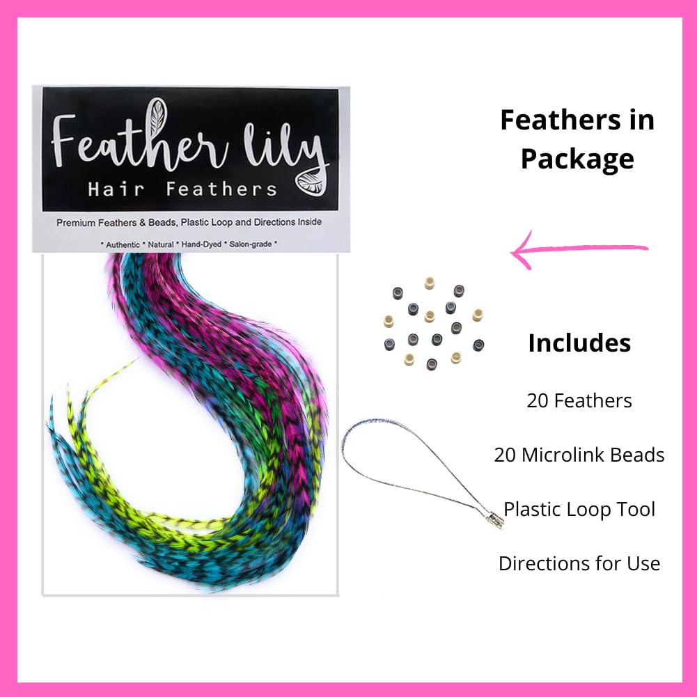 Detailed view of tie dye grizzly feather patterns