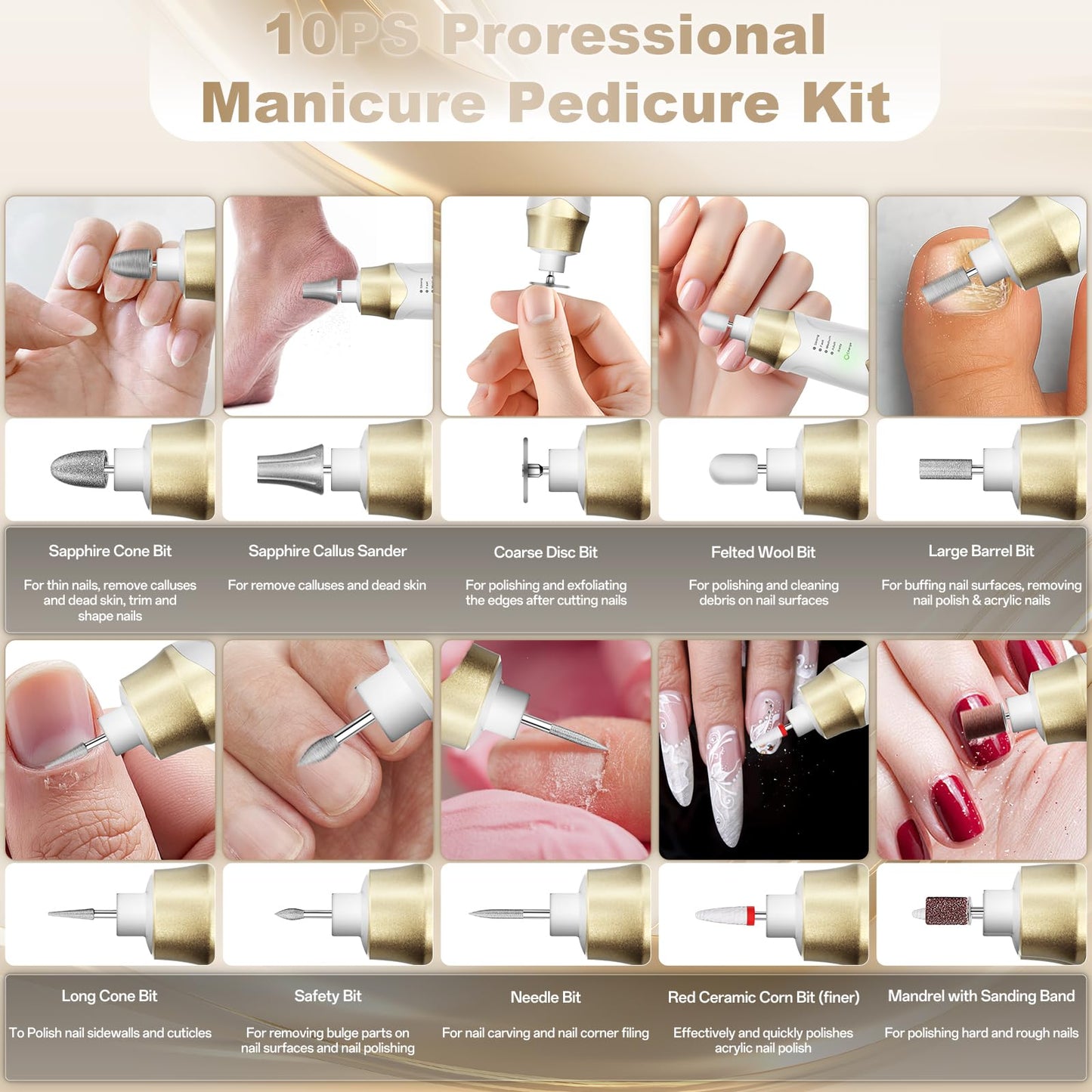 VFD nail buffer and grinder tool for thick toenails