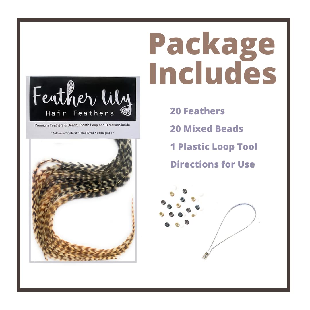 Feather Lily hair extensions with bead loop installation tool