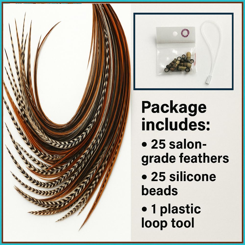 DIY hair feather installation kit with beads and loop tool