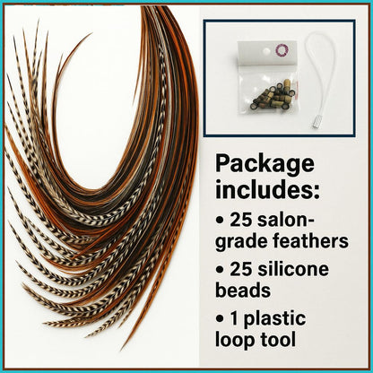 DIY hair feather installation kit with beads and loop tool