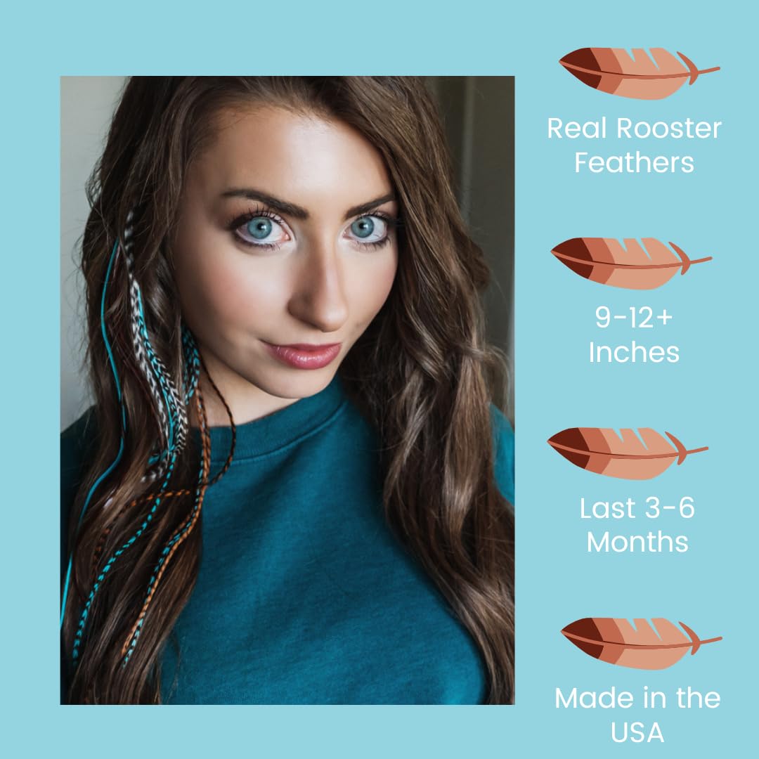 Feather Lily hair extension kit with turquoise accessories