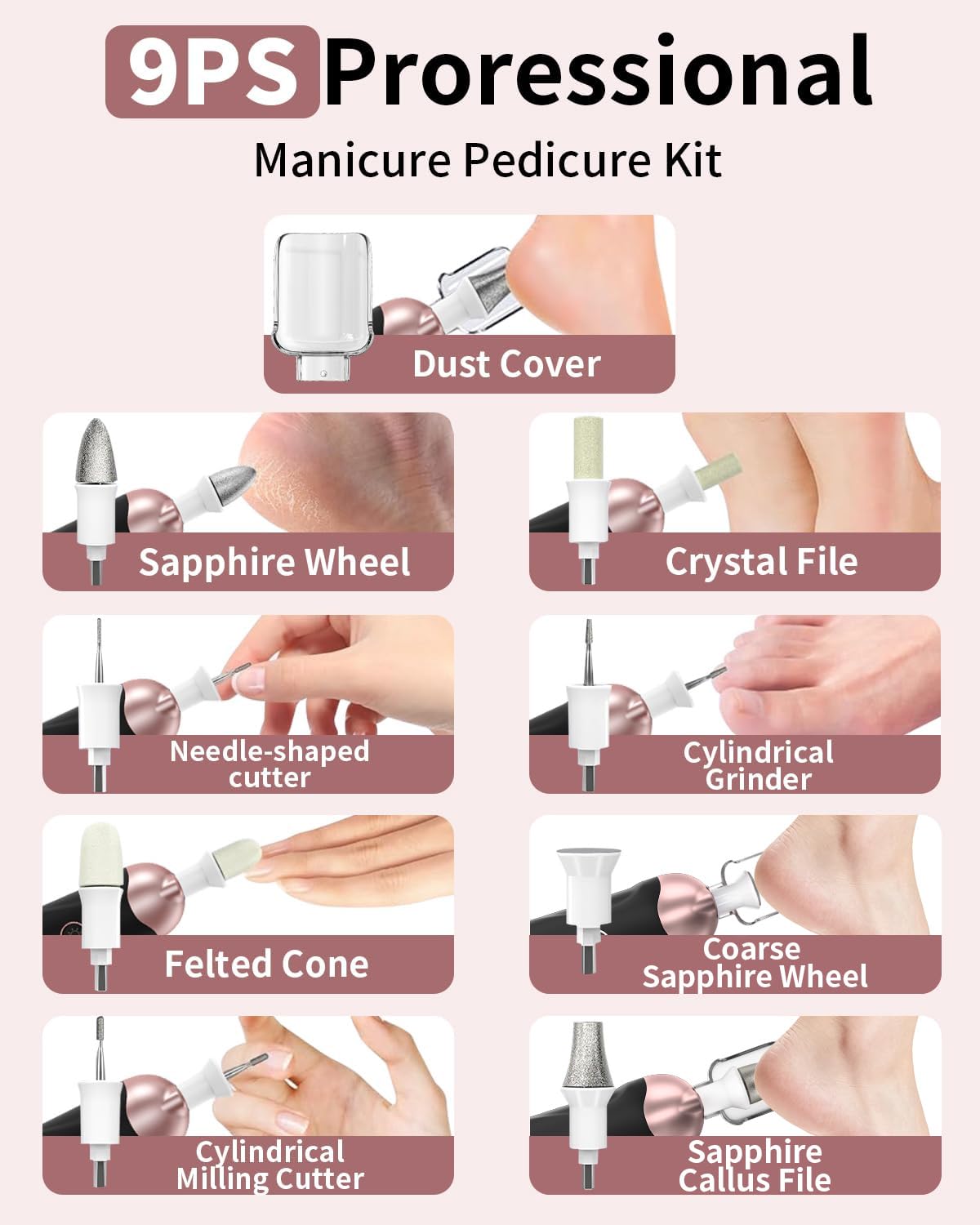 Electric nail grinder machine for thick toenail care with transparent dust shield attached