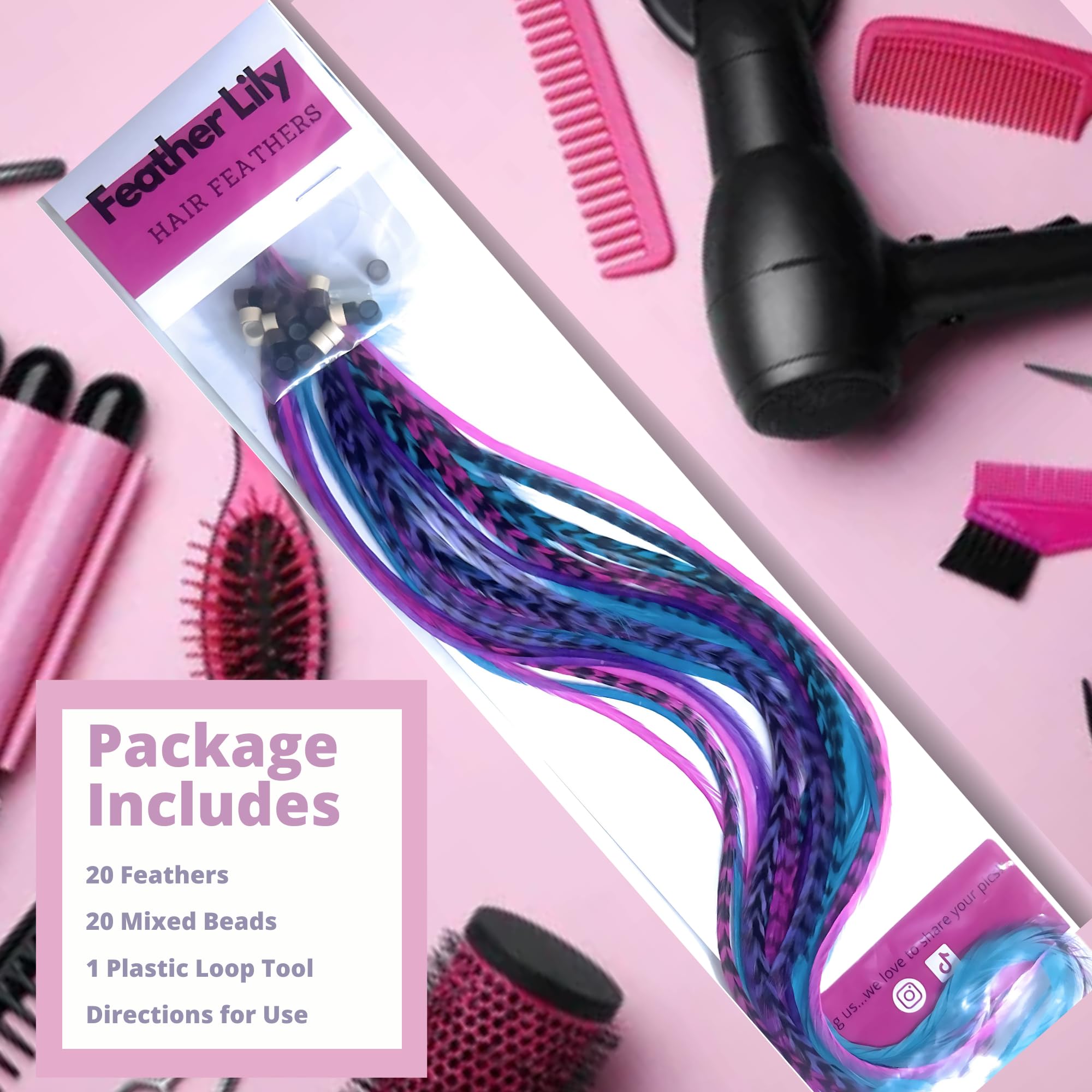 DIY hair extension kit with beads and loop tool
